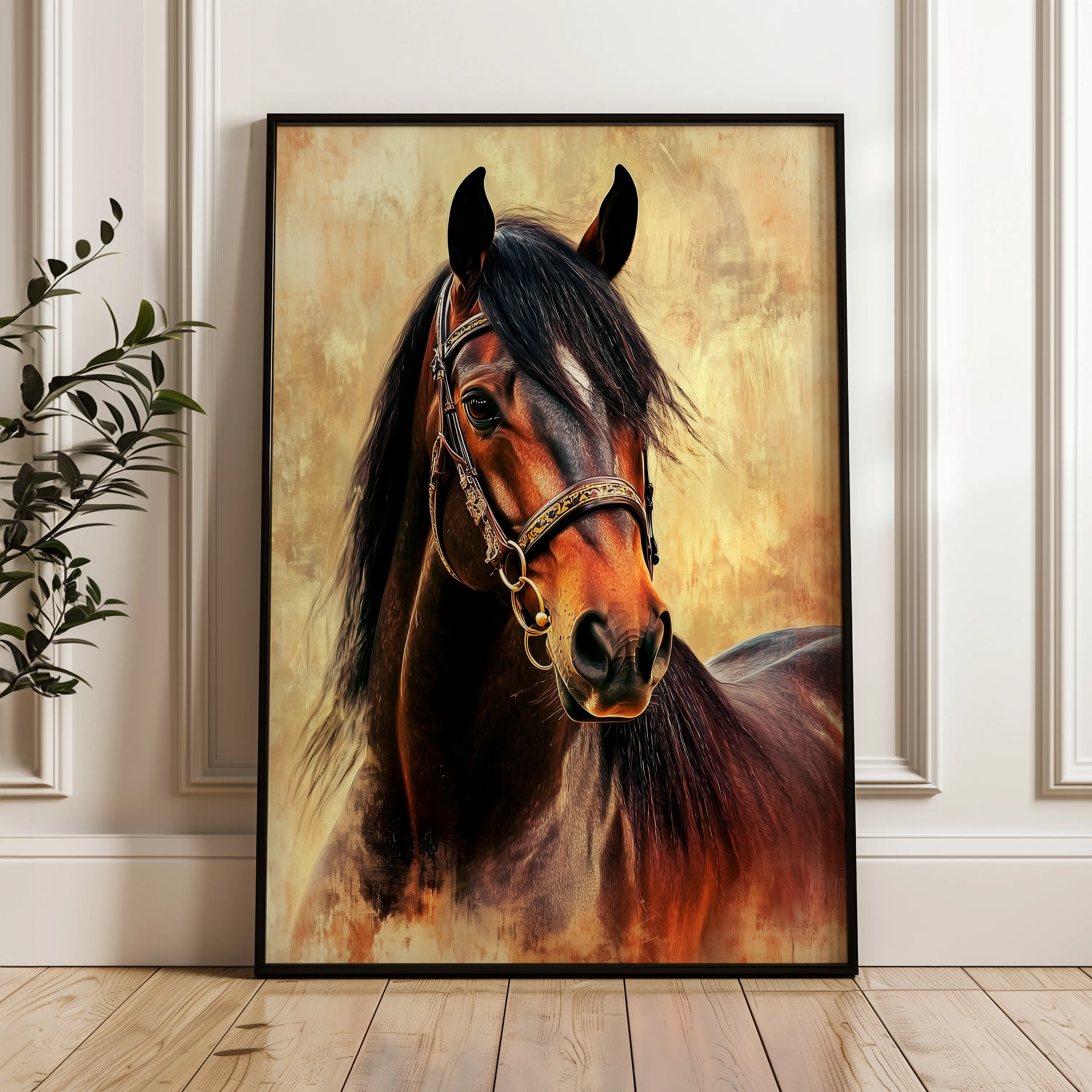 Horses 137 Canvas Art 18" x 24" / 45 x 60 cm / Black