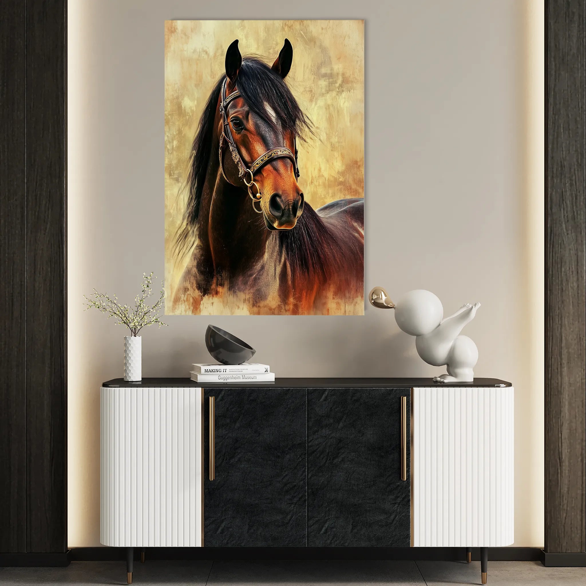 Horses 137 Canvas Art 18" x 24" / 45 x 60 cm / Black