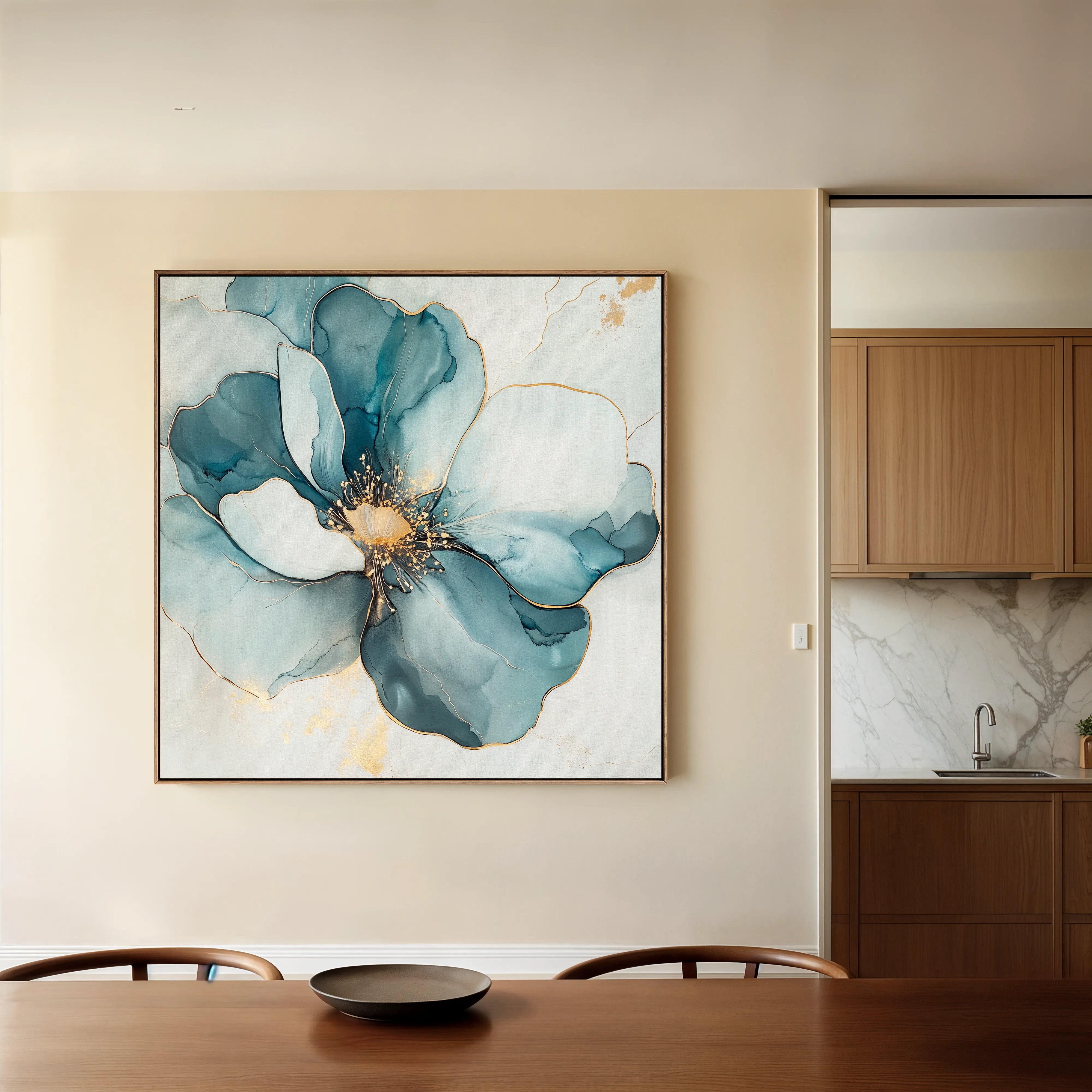 Floral 1370 Canvas Art 16" x 16" / 40 x 40 cm / Black