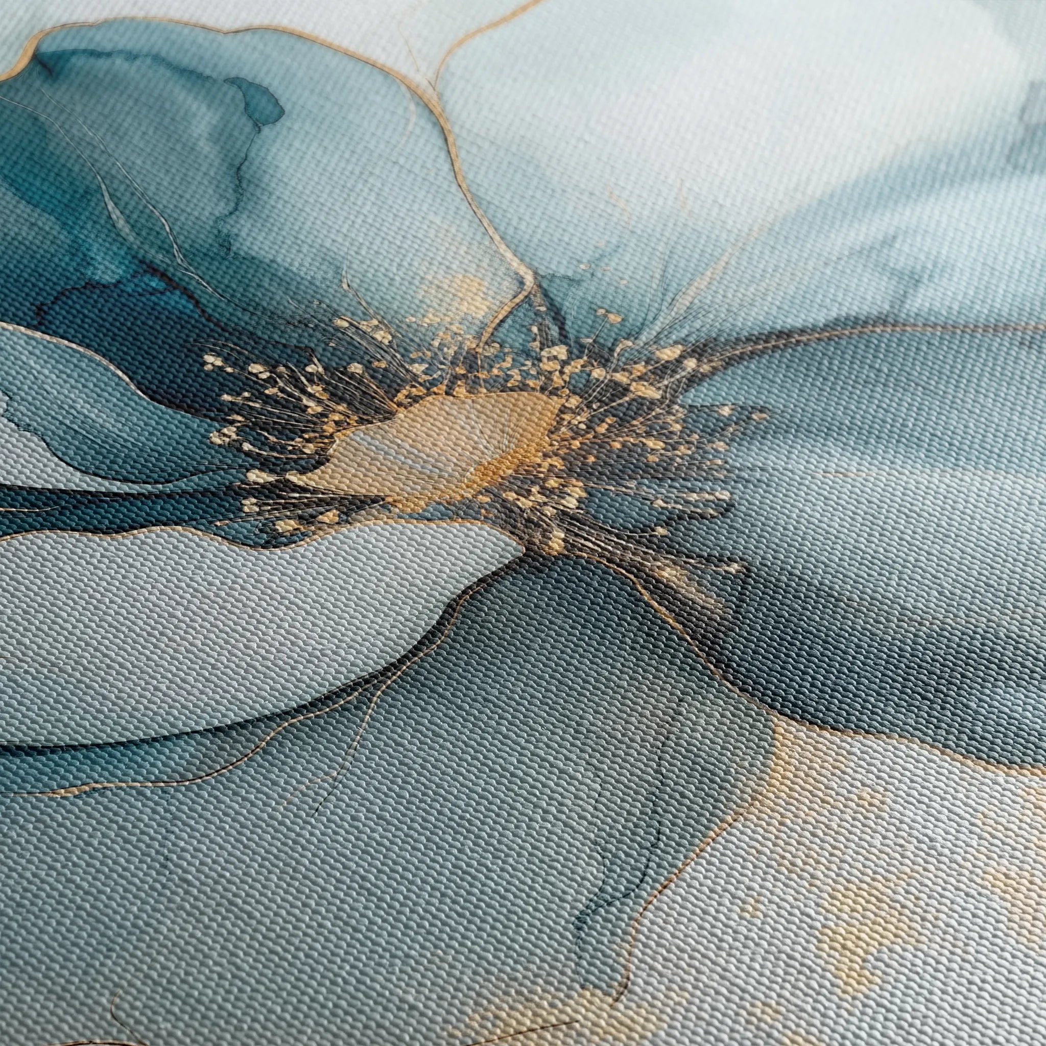 Floral 1370 Canvas Art 16" x 16" / 40 x 40 cm / Black
