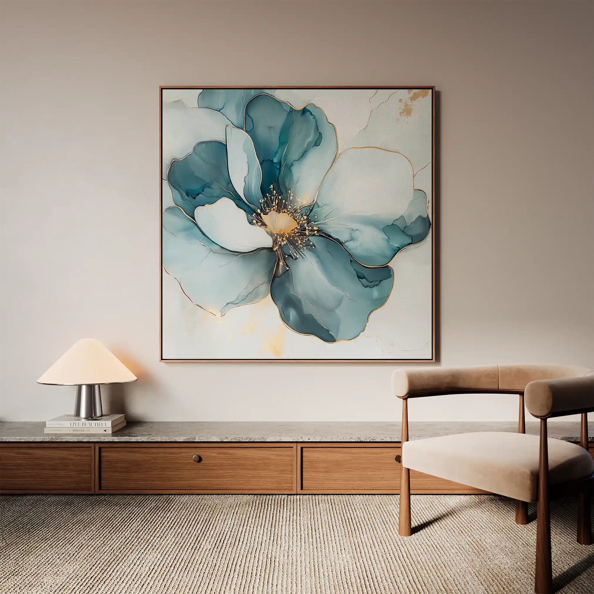 Floral 1370 Canvas Art 60 x 60 cm / Black