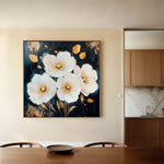 Floral 1371 Canvas Art 16" x 16" / 40 x 40 cm / Black