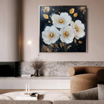Floral 1371 Canvas Art 16" x 16" / 40 x 40 cm / Black