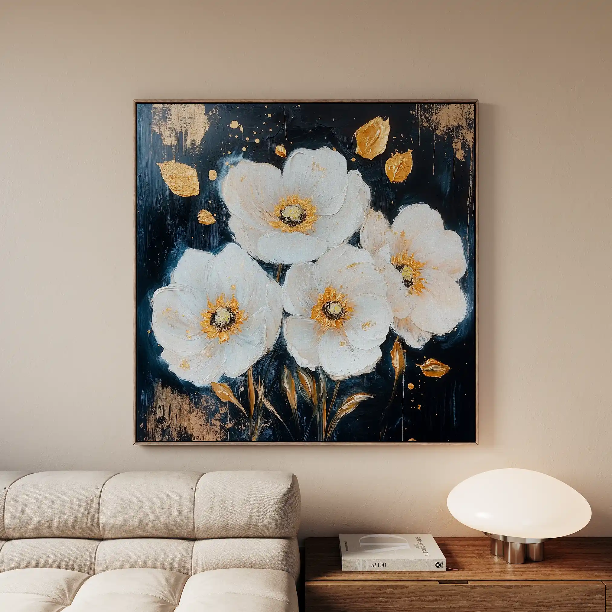 Floral 1371 Canvas Art 60 x 60 cm / Black