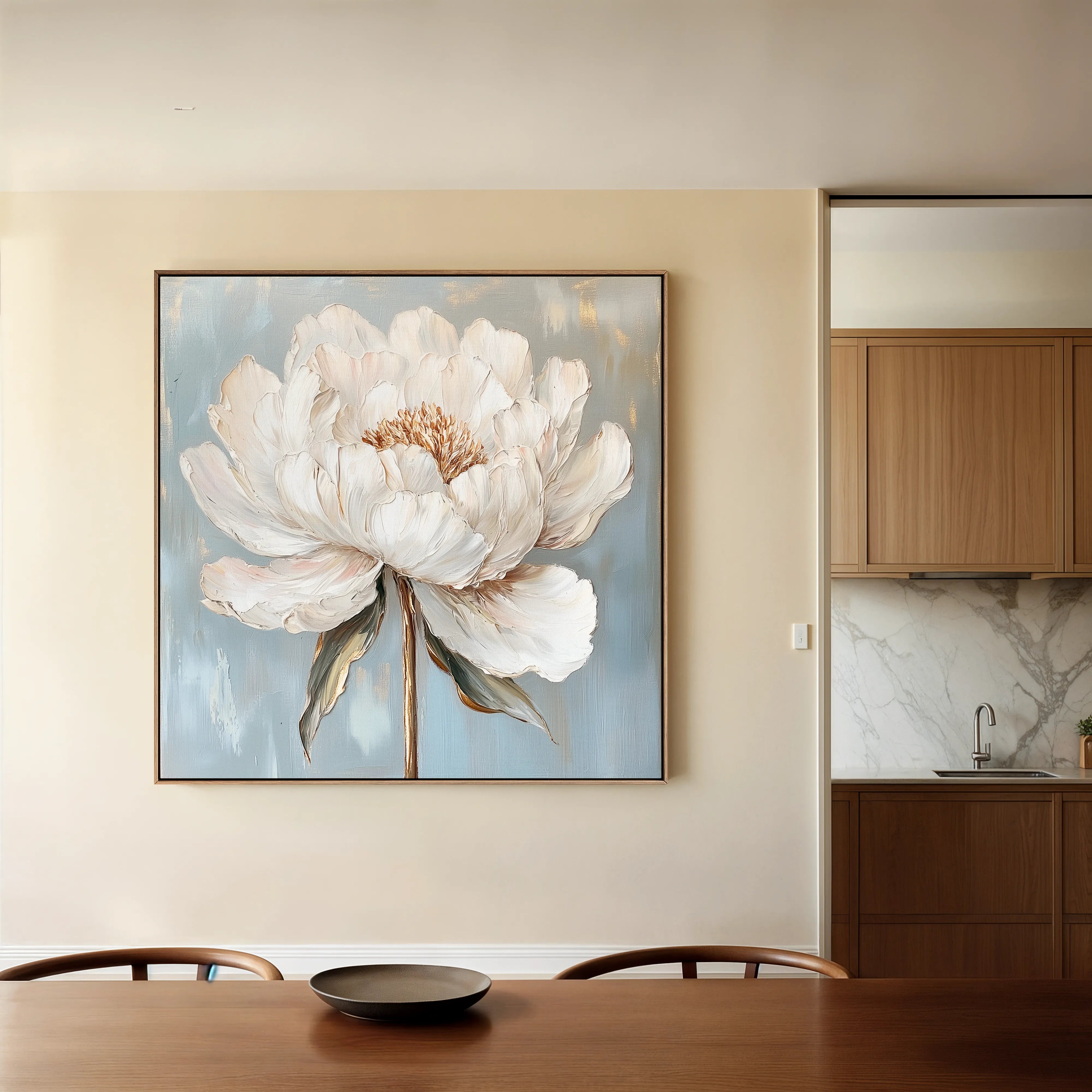 Floral 1372 Canvas Art 16" x 16" / 40 x 40 cm / Black