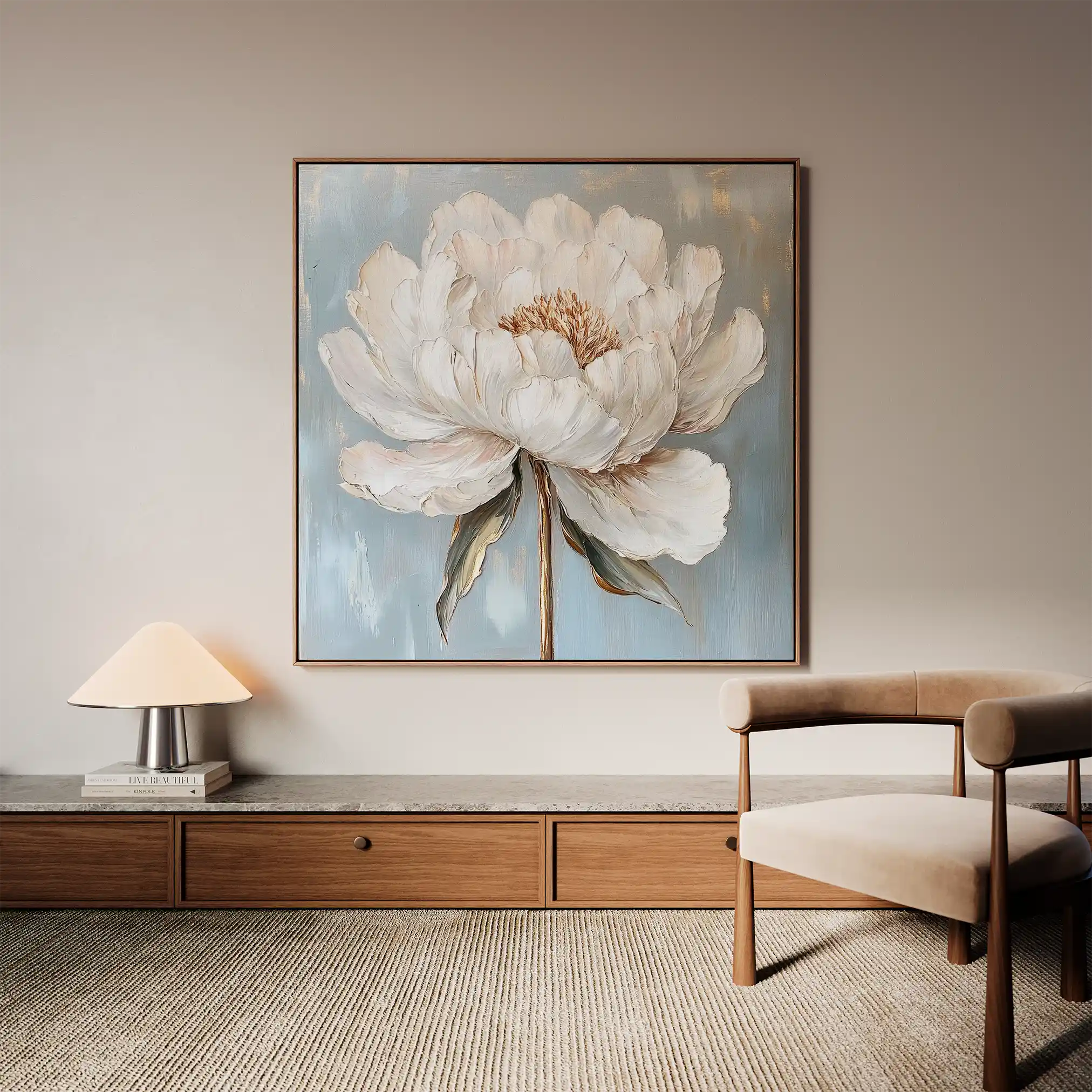 Floral 1372 Canvas Art 16" x 16" / 40 x 40 cm / Black