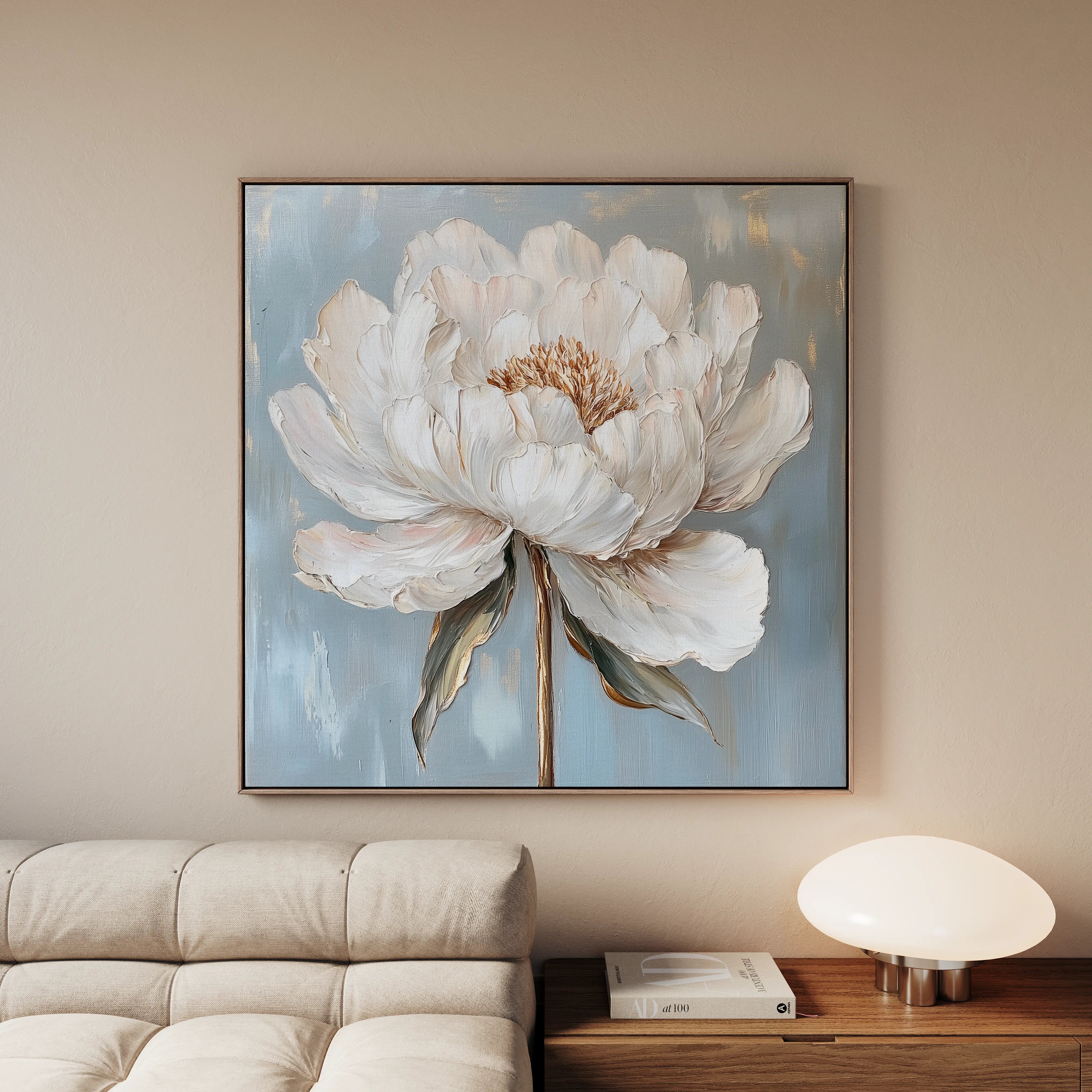 Floral 1372 Canvas Art 16" x 16" / 40 x 40 cm / Black