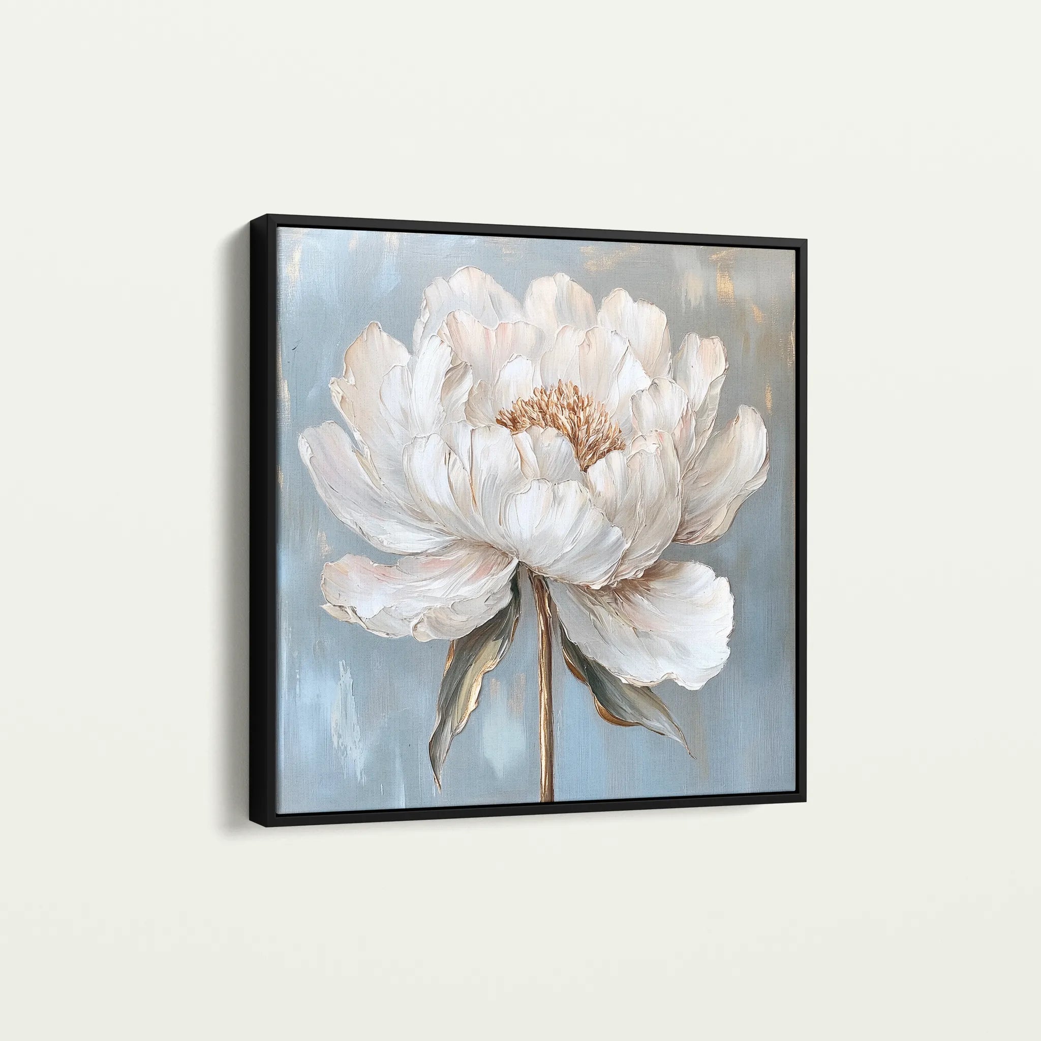 Floral 1372 Canvas Art 16" x 16" / 40 x 40 cm / Black