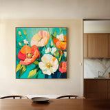 Floral 1373 Canvas Art 16" x 16" / 40 x 40 cm / Black