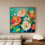 Floral 1373 Canvas Art 16" x 16" / 40 x 40 cm / Black