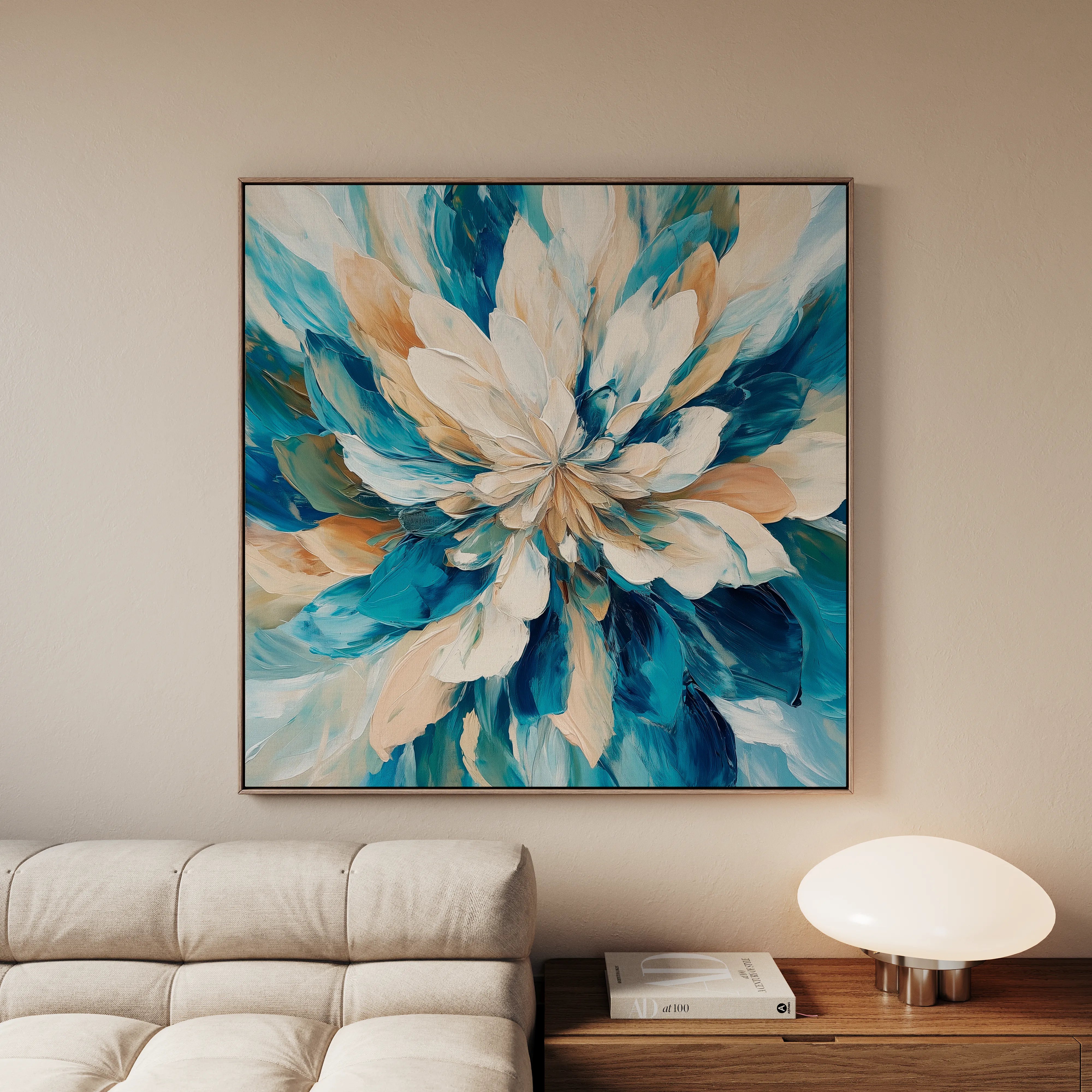 Floral 1374 Canvas Art 16" x 16" / 40 x 40 cm / Black