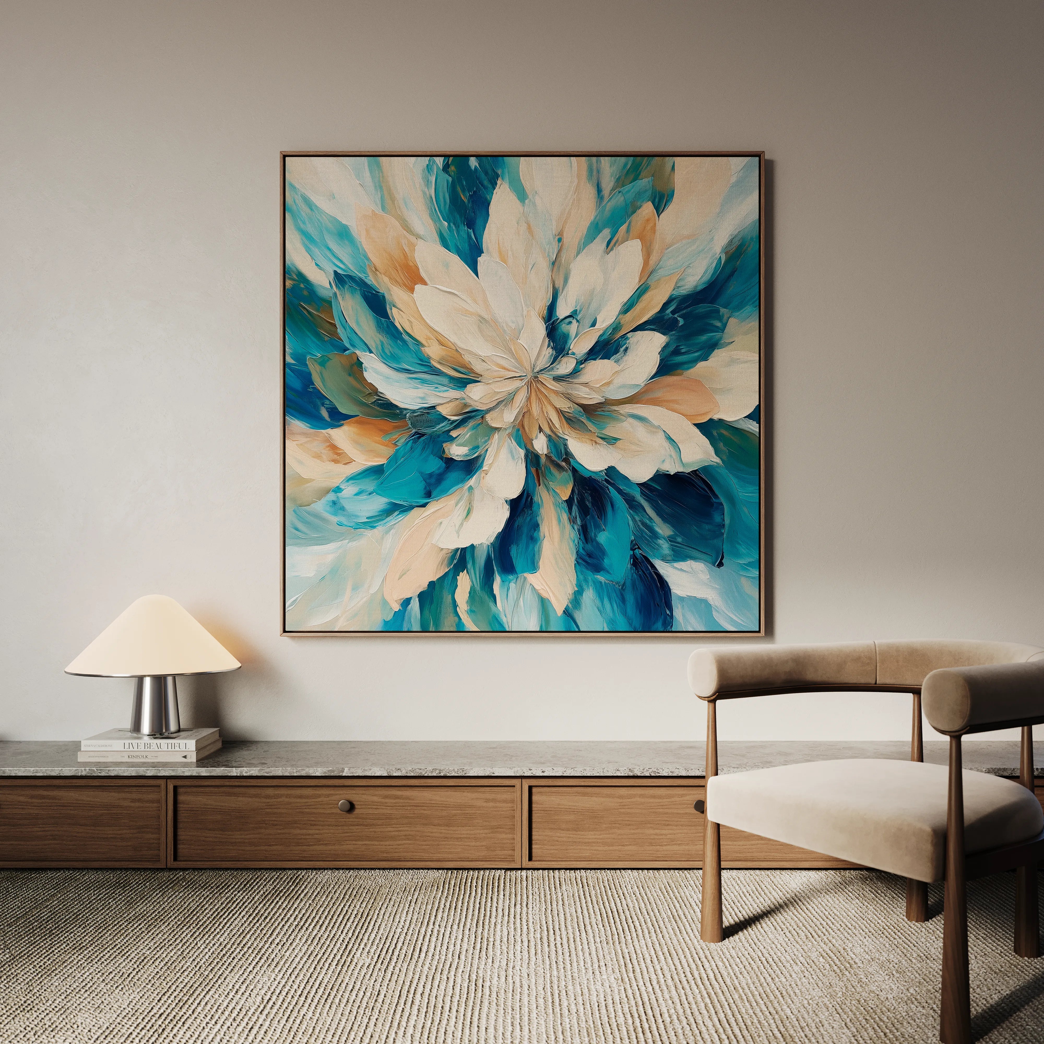 Floral 1374 Canvas Art 16" x 16" / 40 x 40 cm / Black