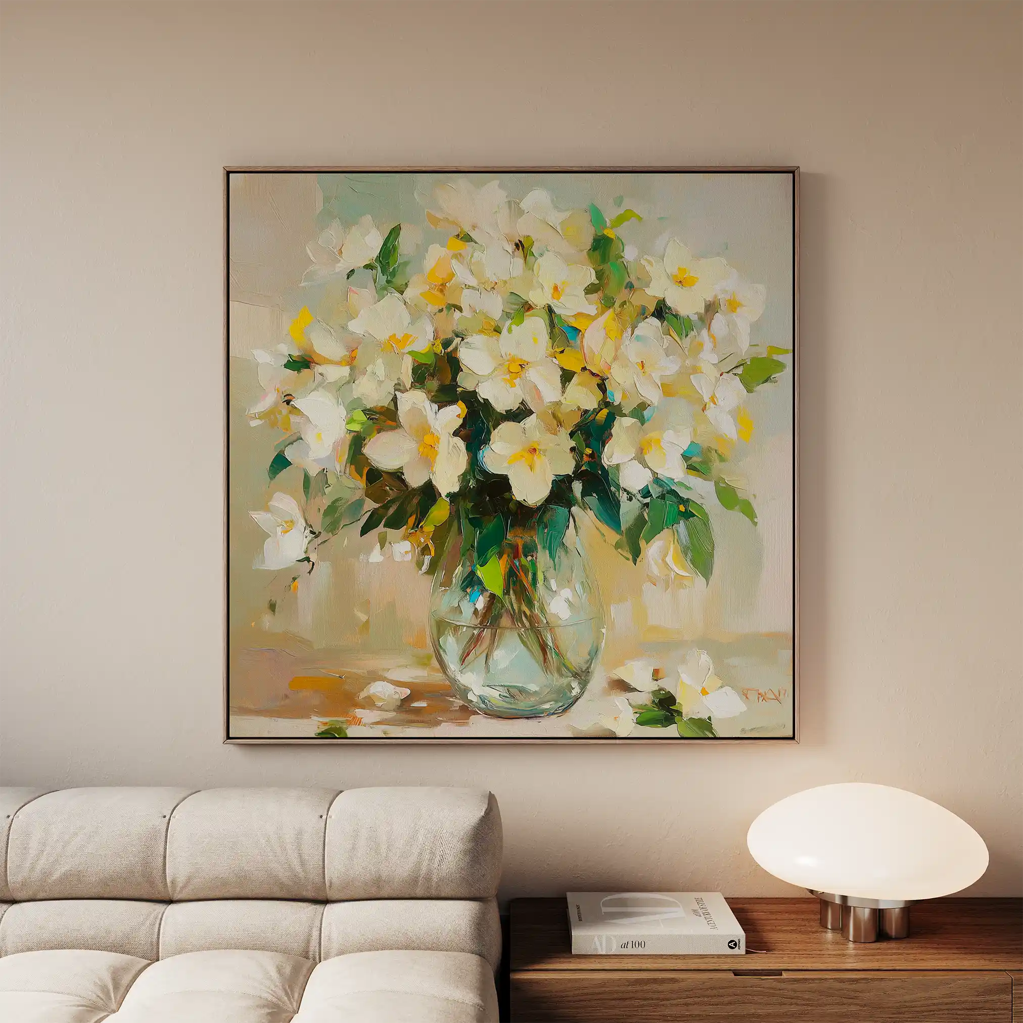 Floral 1375 Canvas Art 16" x 16" / 40 x 40 cm / Black