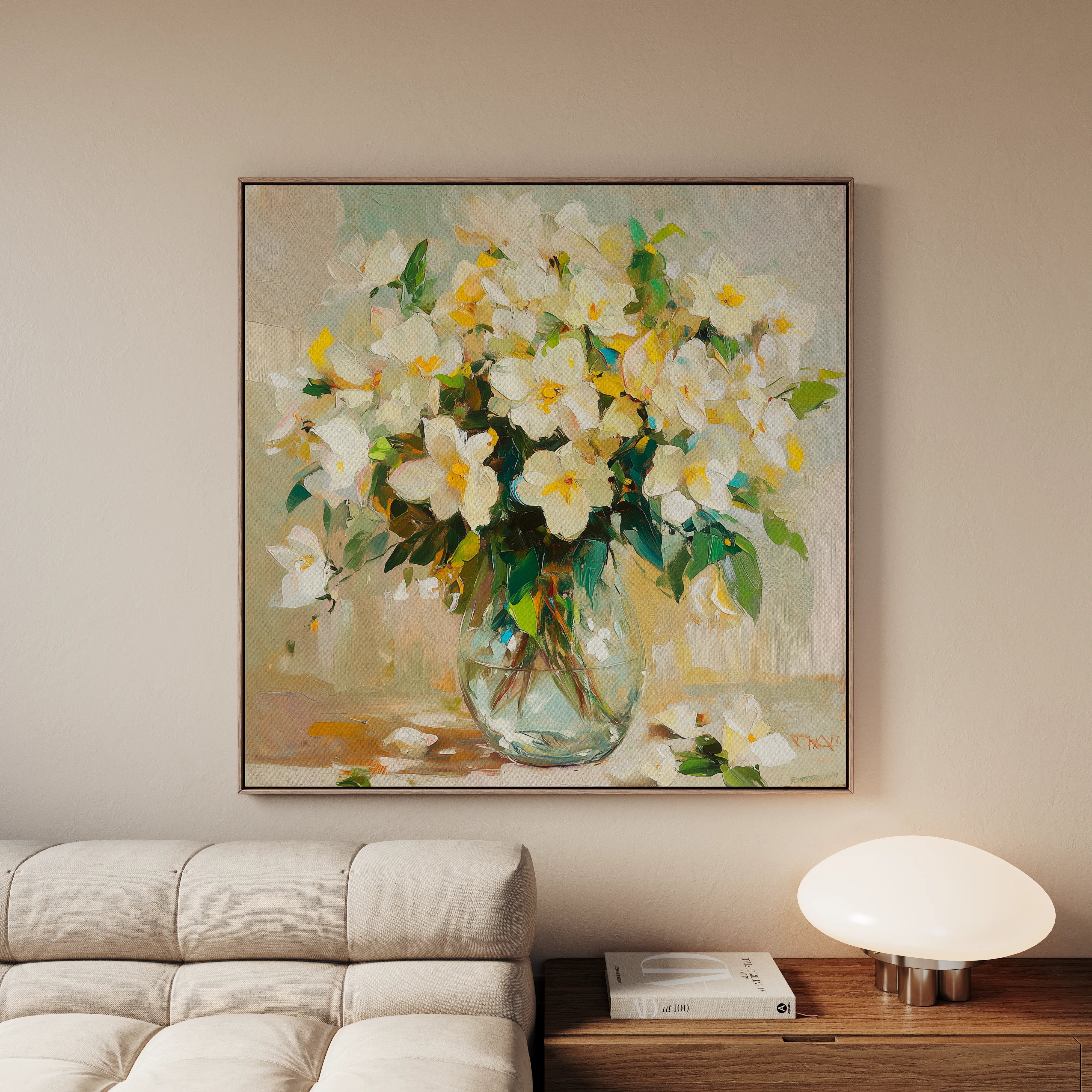 Floral 1375 Canvas Art 16" x 16" / 40 x 40 cm / Black