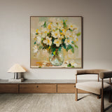 Floral 1375 Canvas Art 16" x 16" / 40 x 40 cm / Black