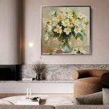 Floral 1375 Canvas Art 16" x 16" / 40 x 40 cm / Black
