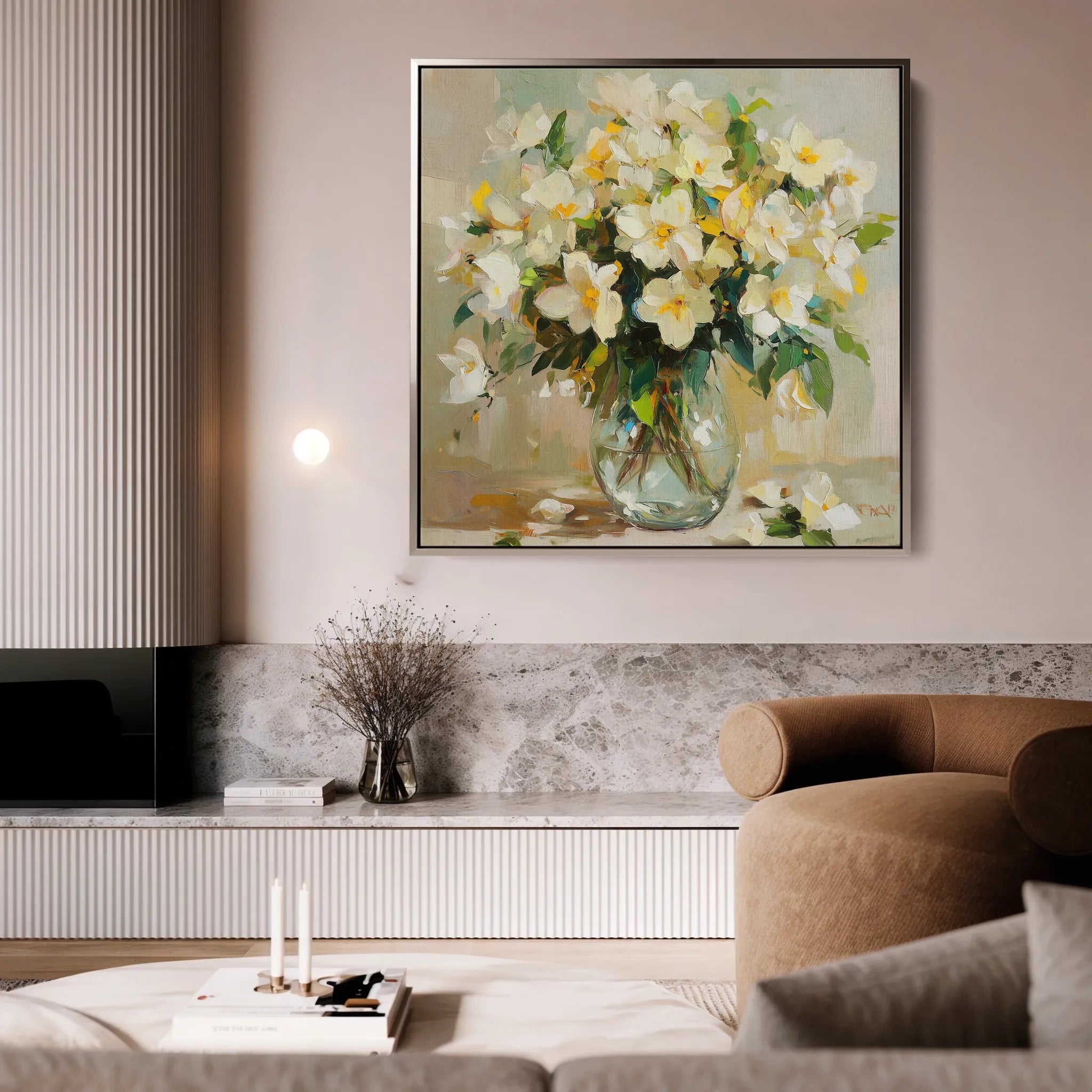 Floral 1375 Canvas Art 16" x 16" / 40 x 40 cm / Black