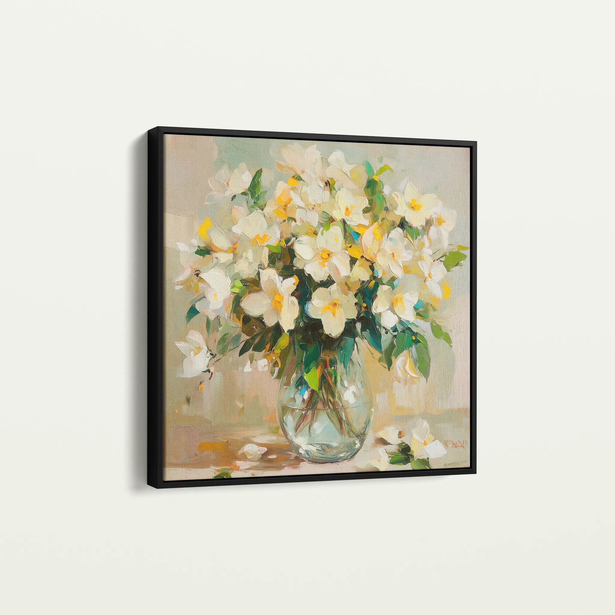 Floral 1375 Canvas Art 16" x 16" / 40 x 40 cm / Black