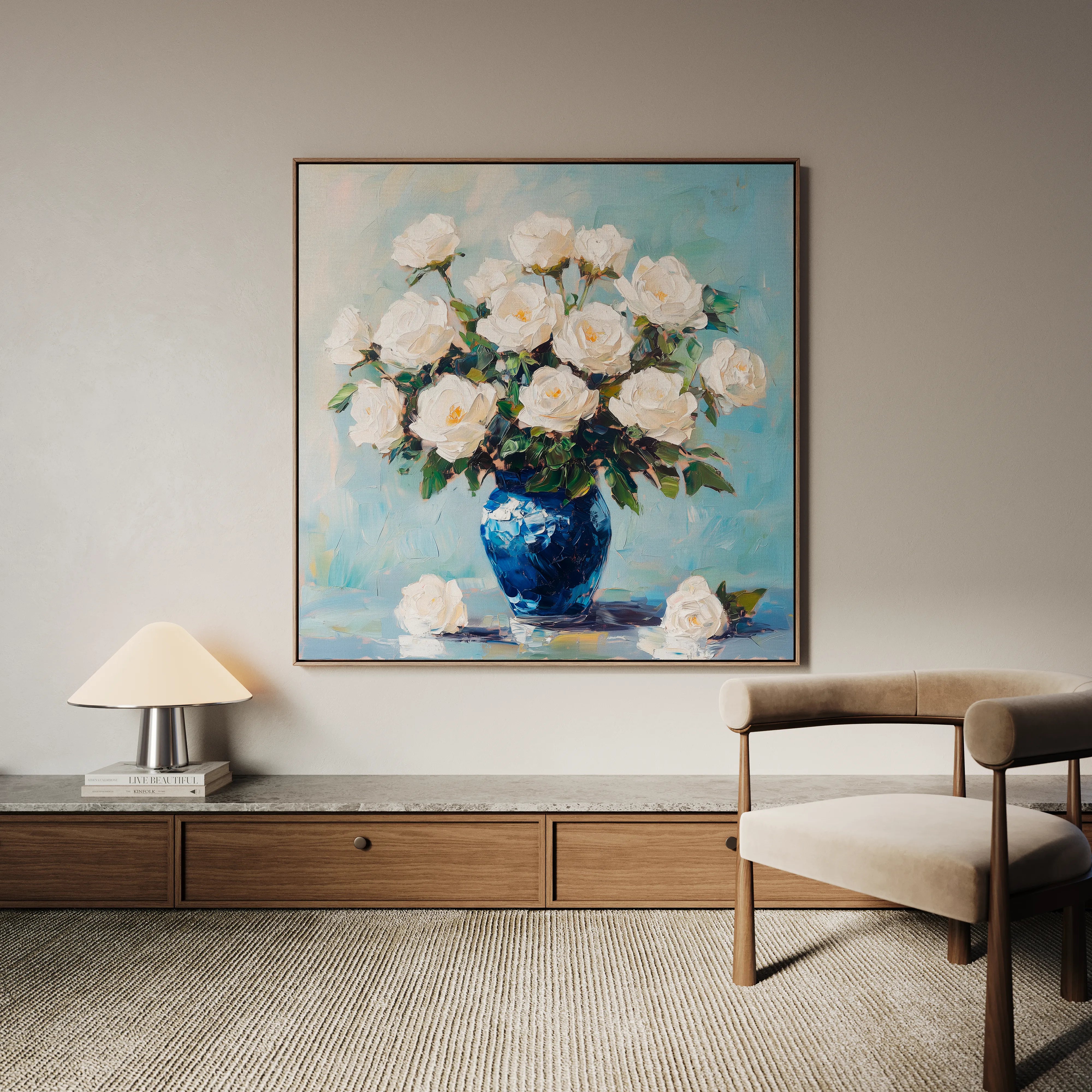 Floral 1376 Canvas Art 16" x 16" / 40 x 40 cm / Black