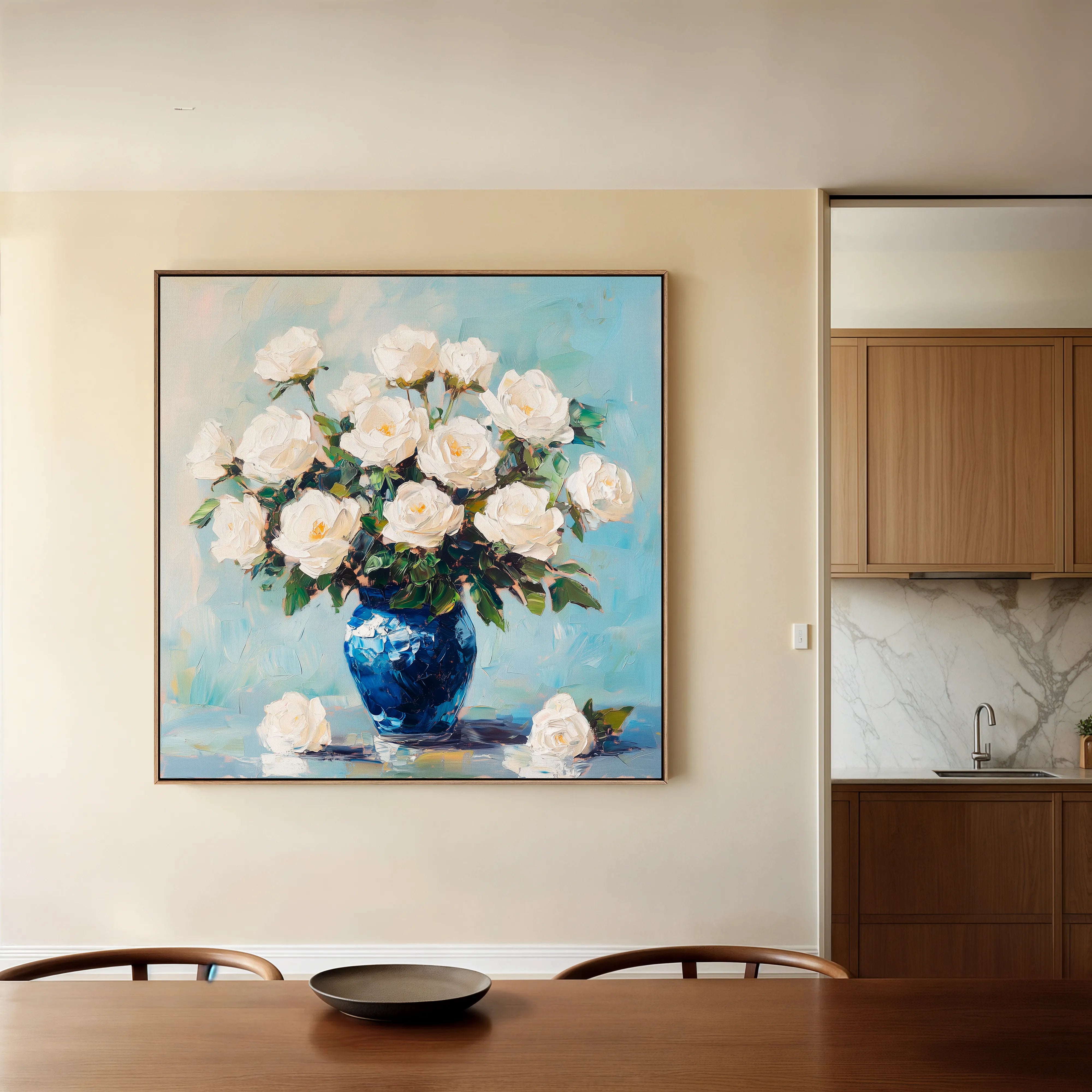 Floral 1376 Canvas Art 16" x 16" / 40 x 40 cm / Black