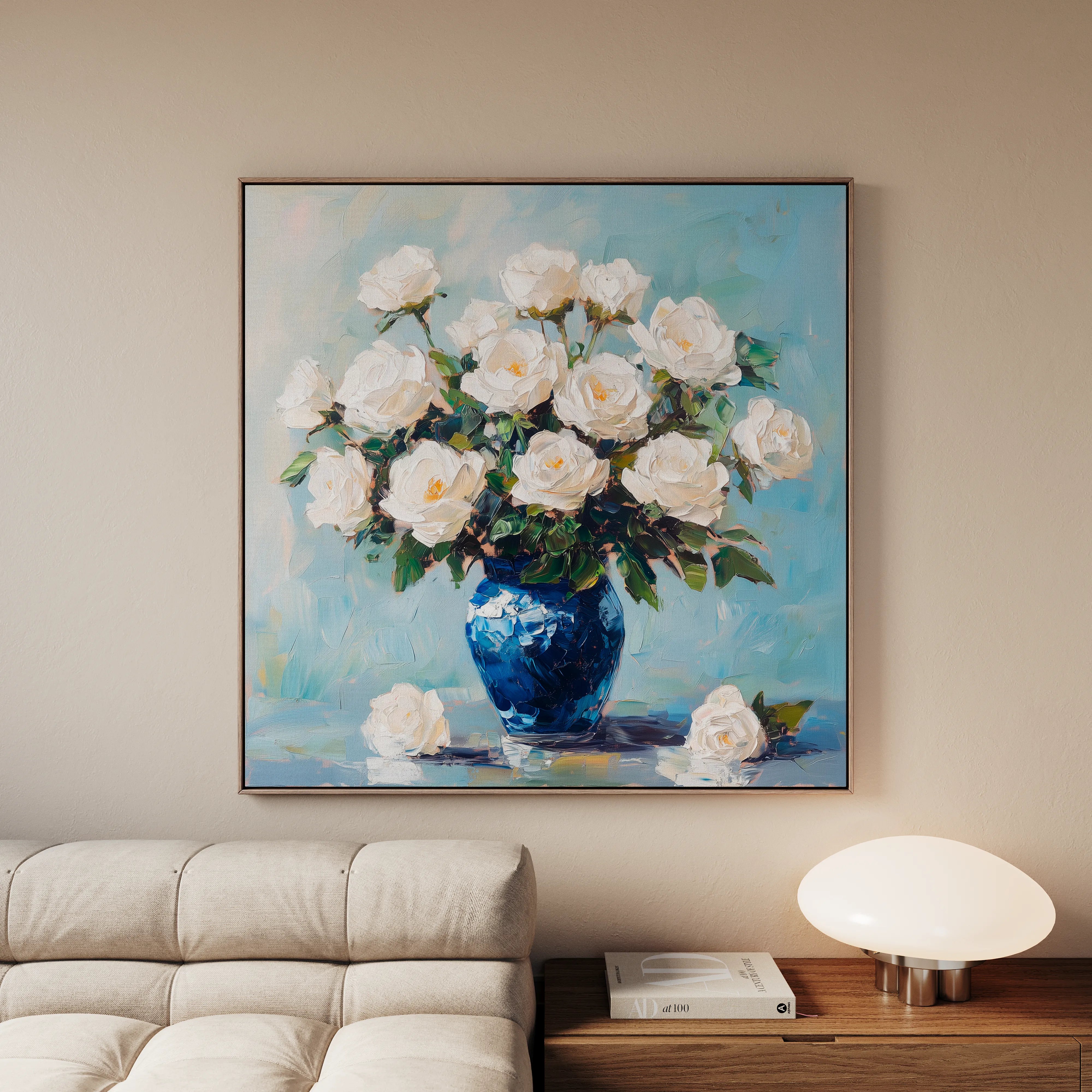 Floral 1376 Canvas Art 16" x 16" / 40 x 40 cm / Black