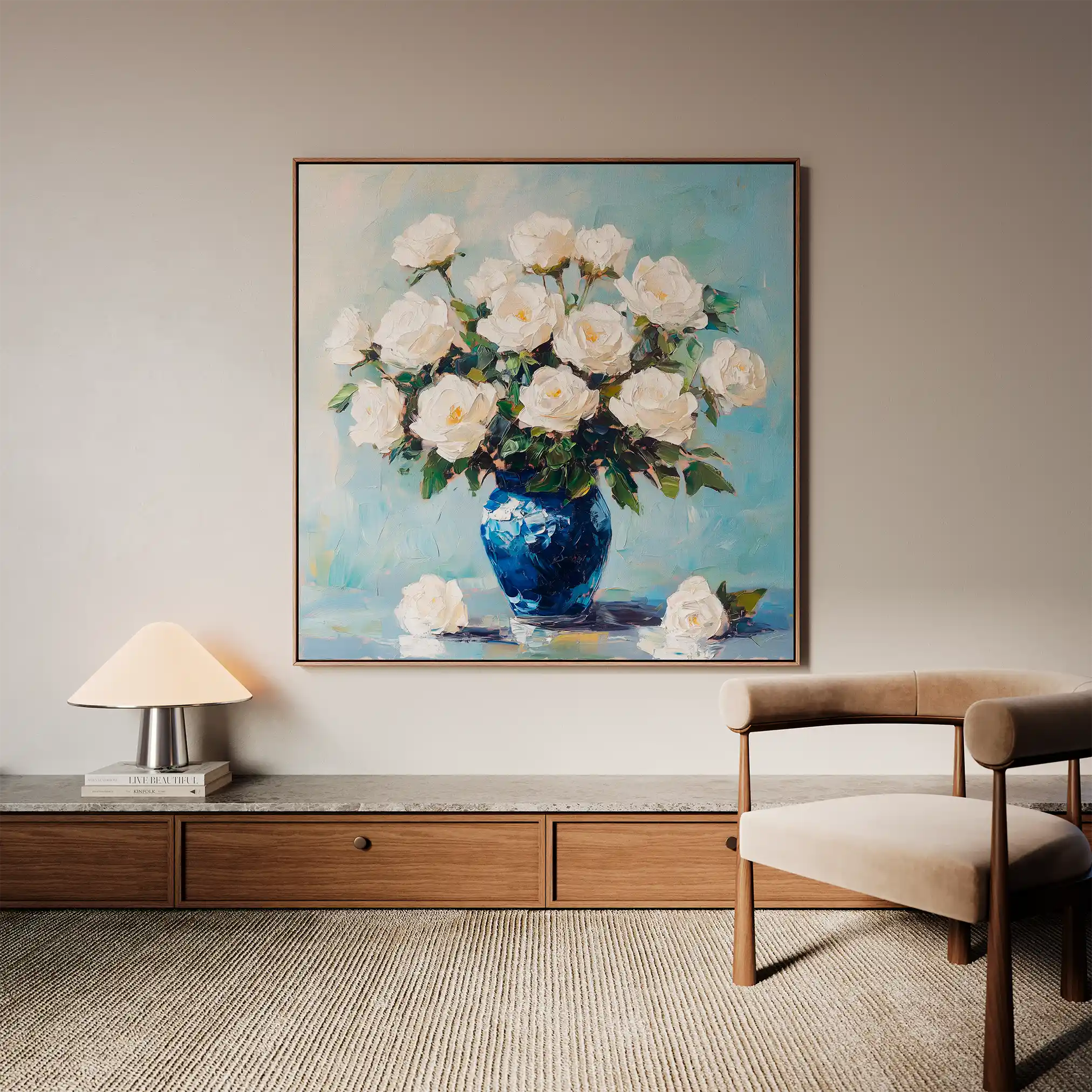 Floral 1376 Canvas Art 60 x 60 cm / Black