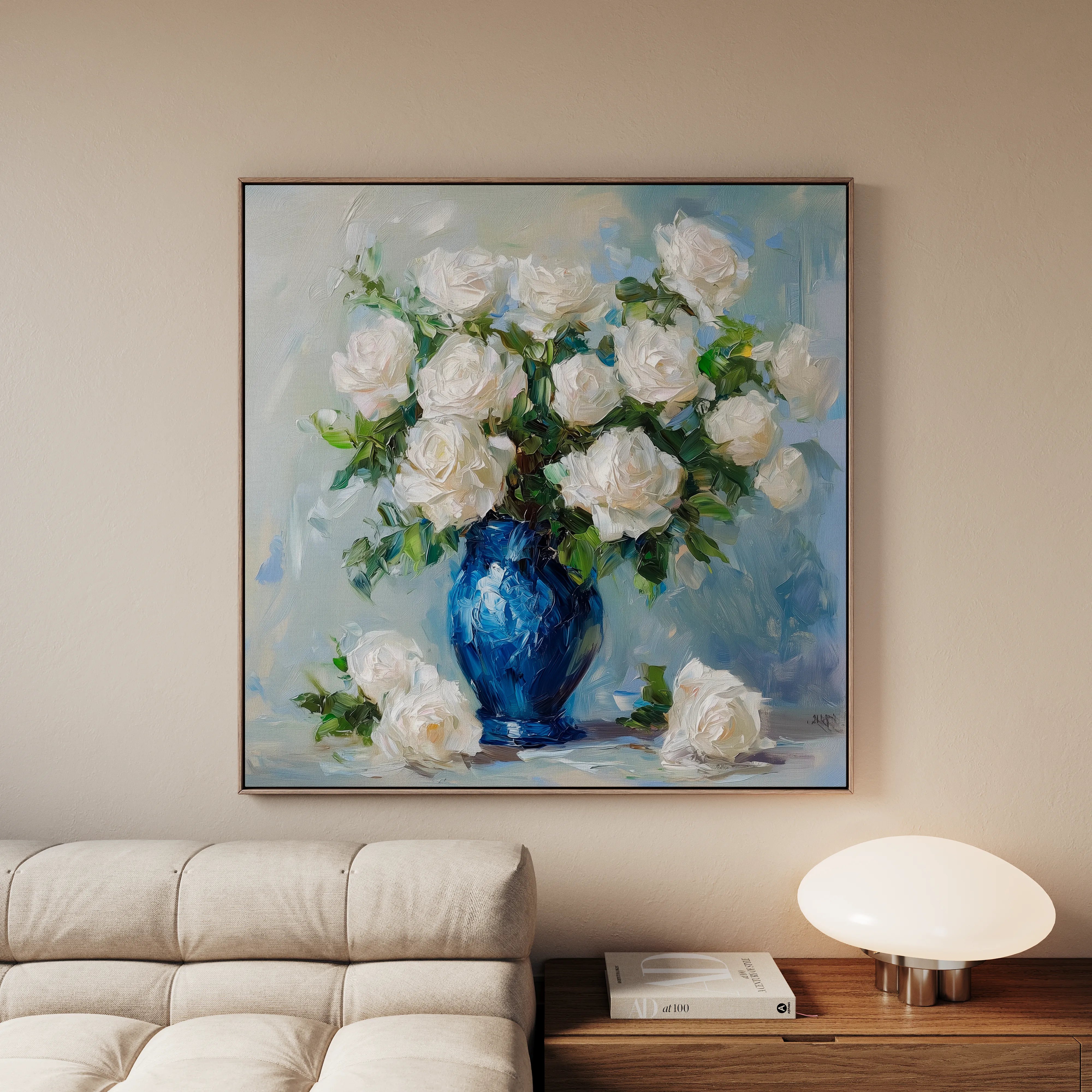 Floral 1377 Canvas Art 16" x 16" / 40 x 40 cm / Black