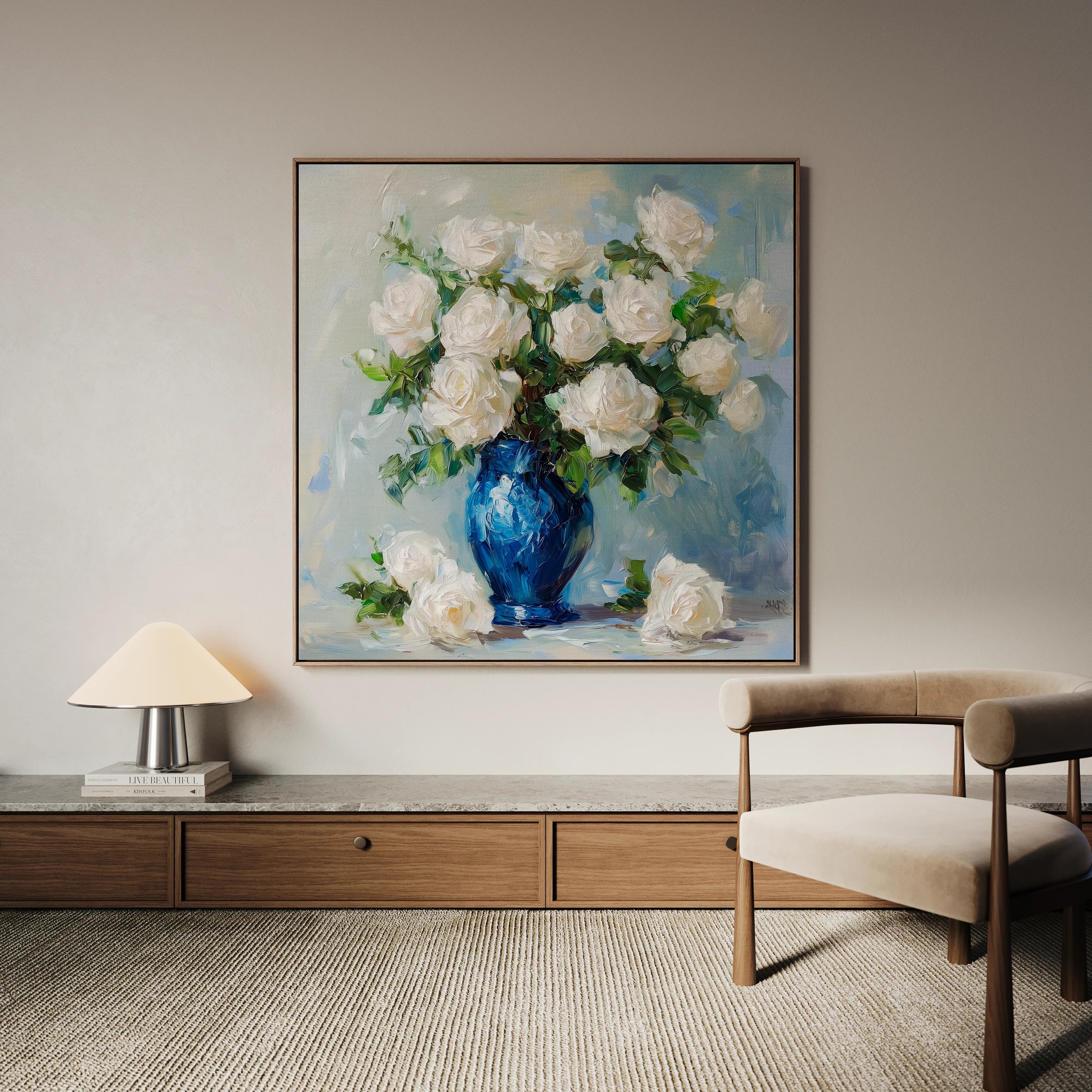 Floral 1377 Canvas Art 16" x 16" / 40 x 40 cm / Black