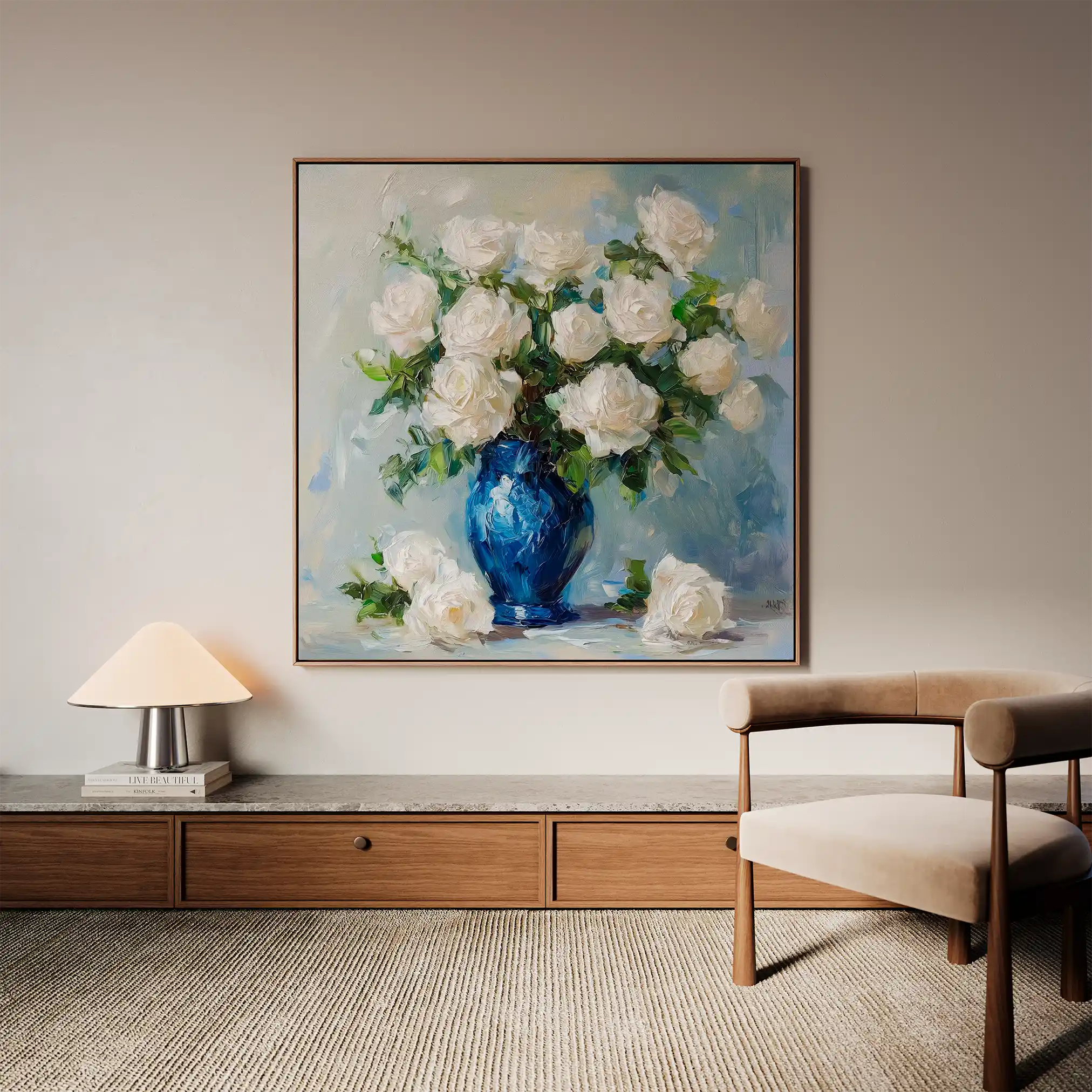 Floral 1377 Canvas Art 60 x 60 cm / Black