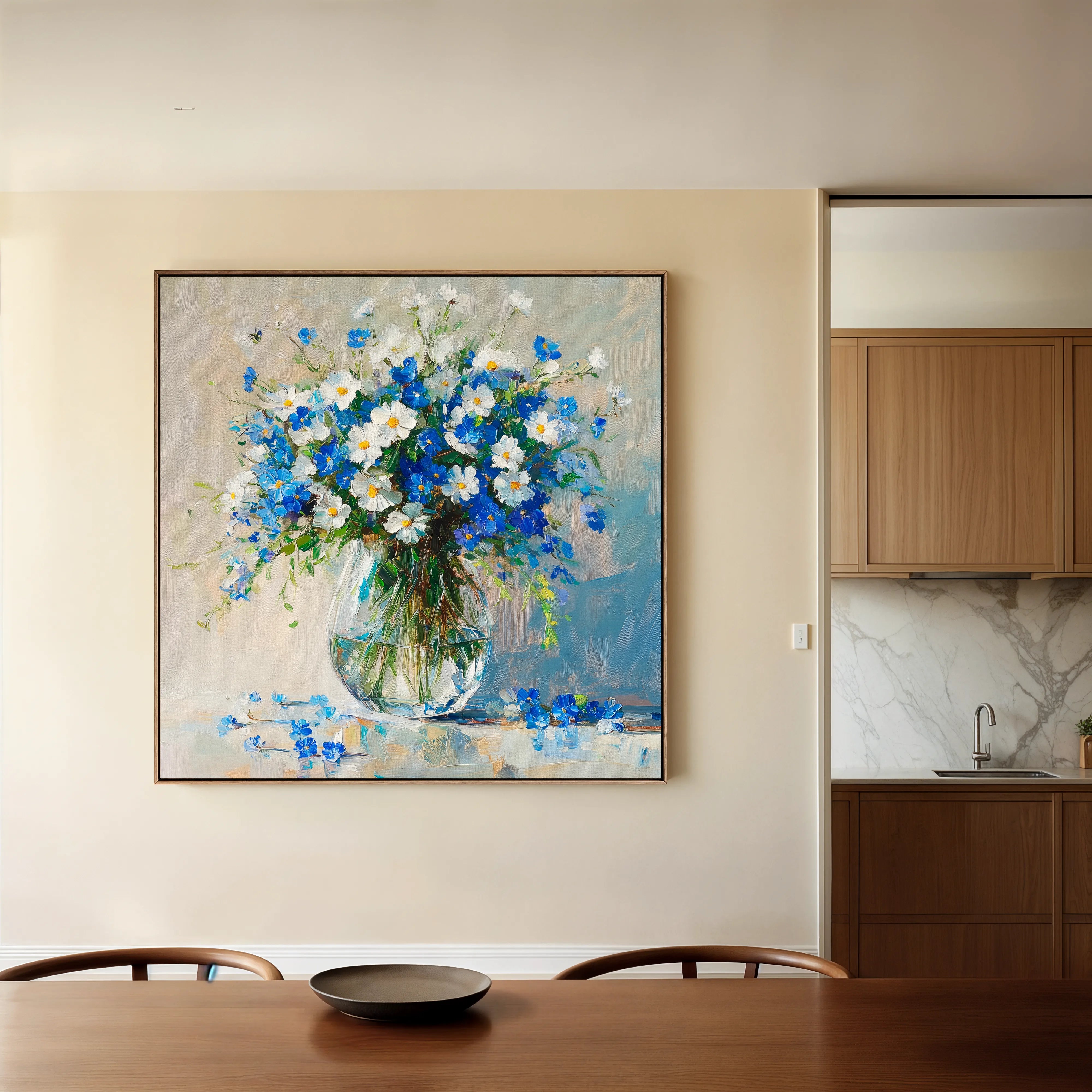 Floral 1378 Canvas Art 16" x 16" / 40 x 40 cm / Black