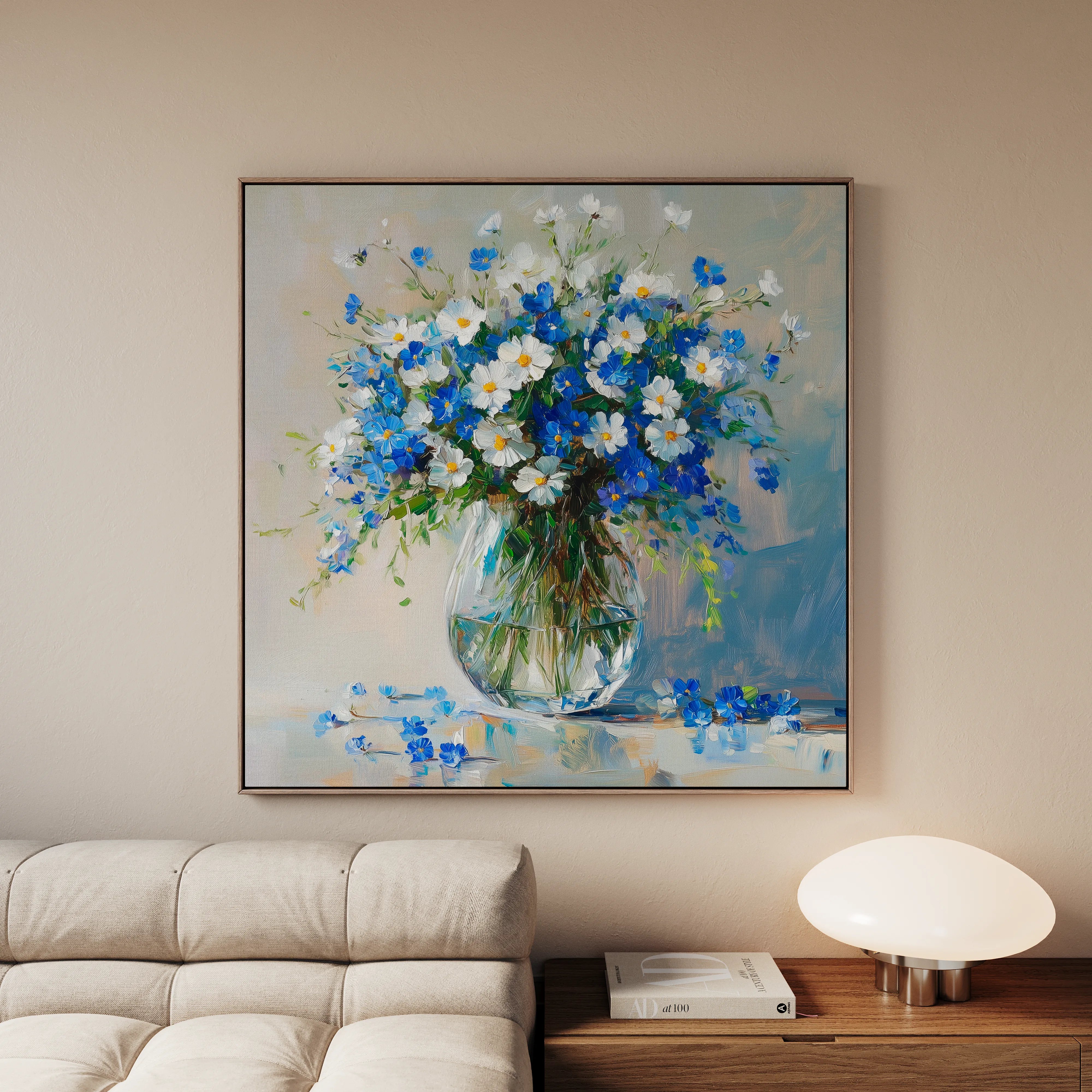 Floral 1378 Canvas Art 16" x 16" / 40 x 40 cm / Black