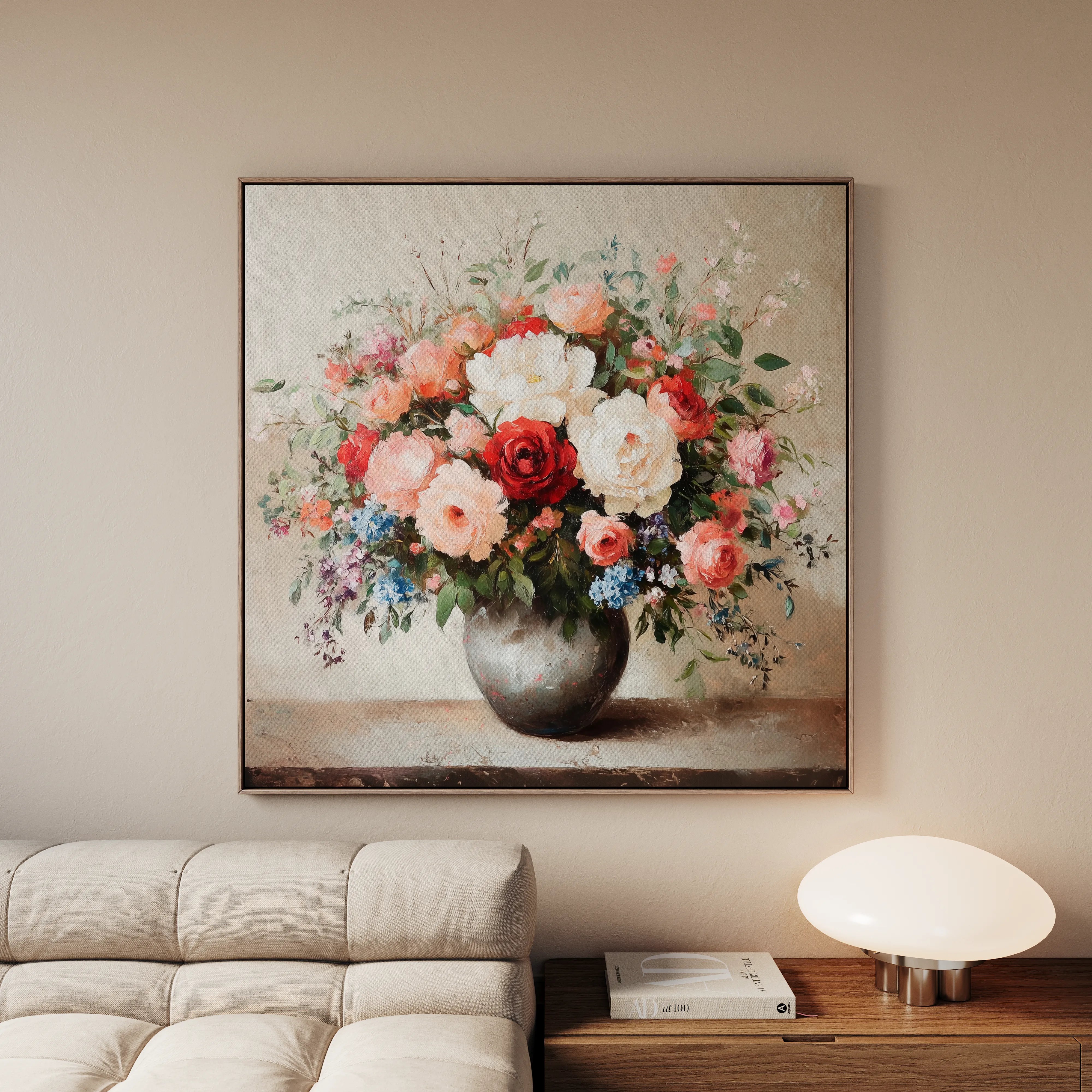 Floral 1379 Canvas Art 16" x 16" / 40 x 40 cm / Black
