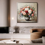 Floral 1379 Canvas Art 16" x 16" / 40 x 40 cm / Black
