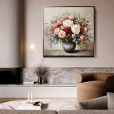 Floral 1379 Canvas Art 16" x 16" / 40 x 40 cm / Black