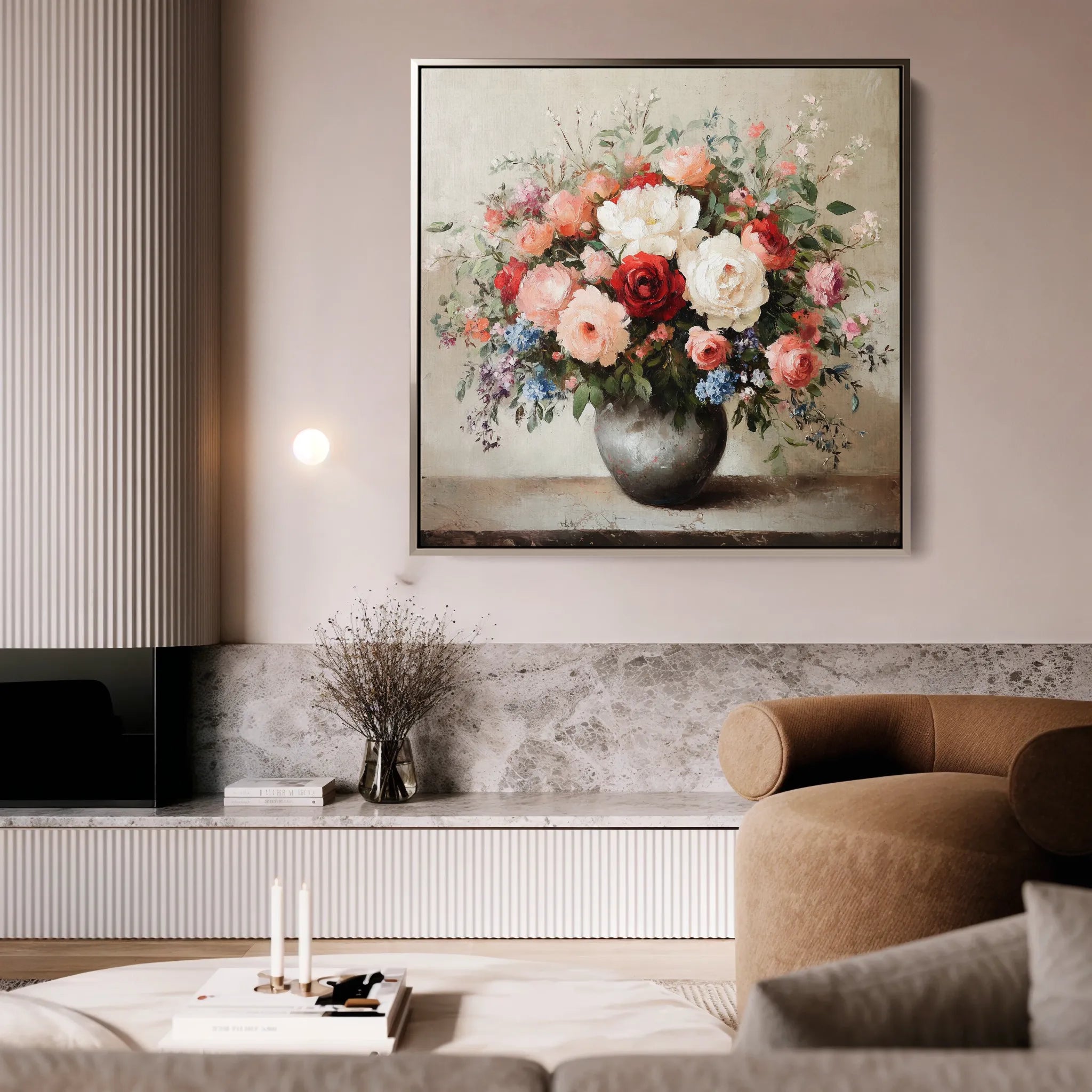 Floral 1379 Canvas Art 16" x 16" / 40 x 40 cm / Black