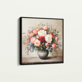 Floral 1379 Canvas Art 16" x 16" / 40 x 40 cm / Black
