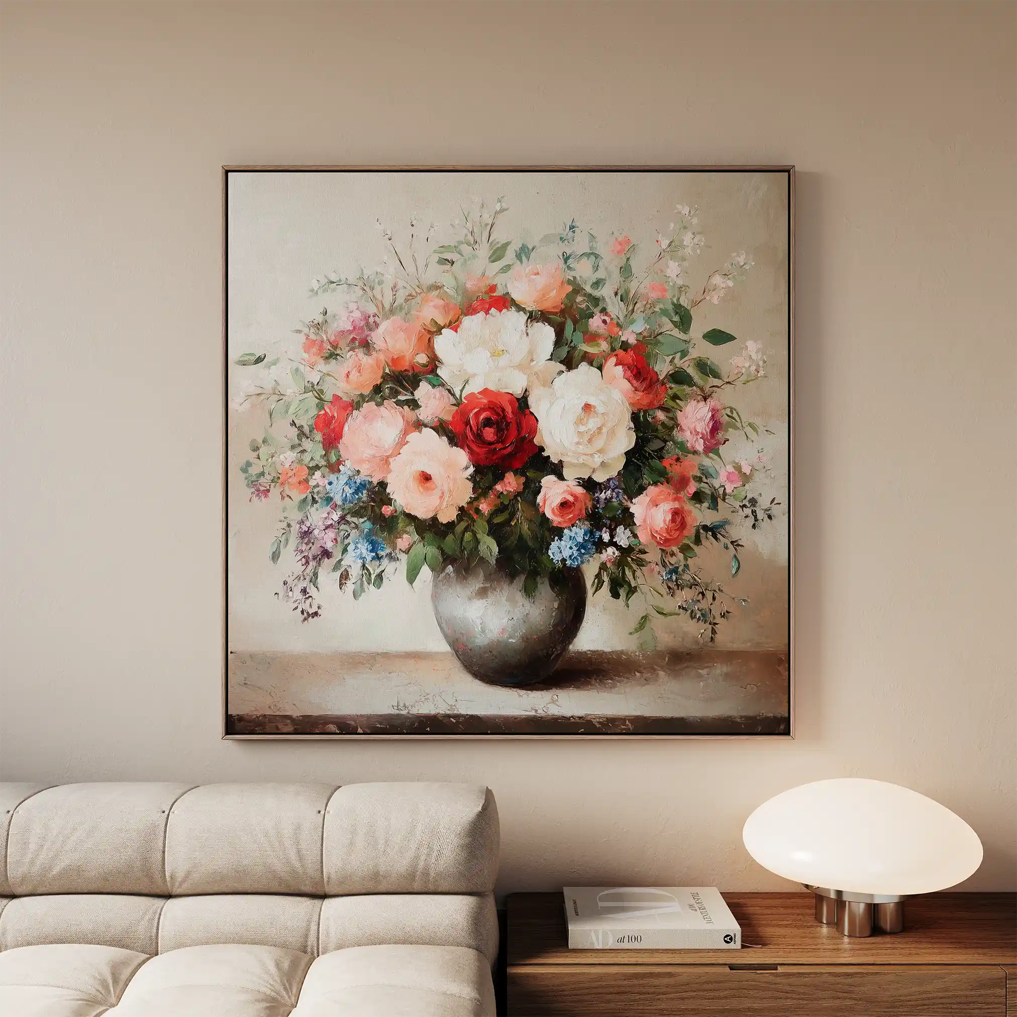 Floral 1379 Canvas Art 60 x 60 cm / Black