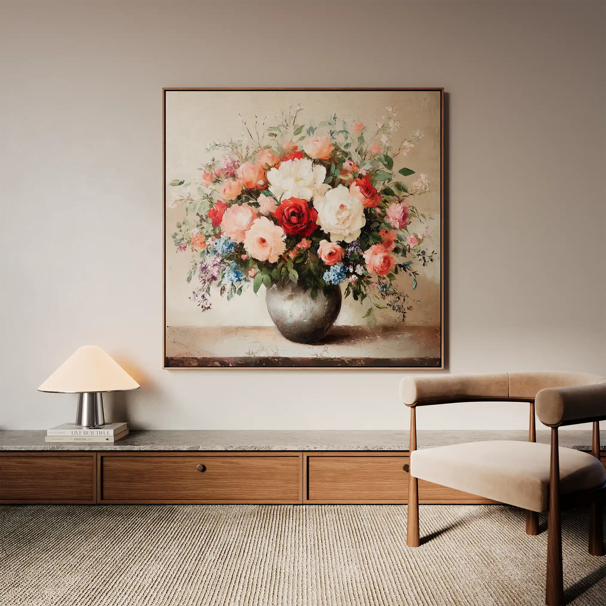 Floral 1379 Canvas Art 60 x 60 cm / Black