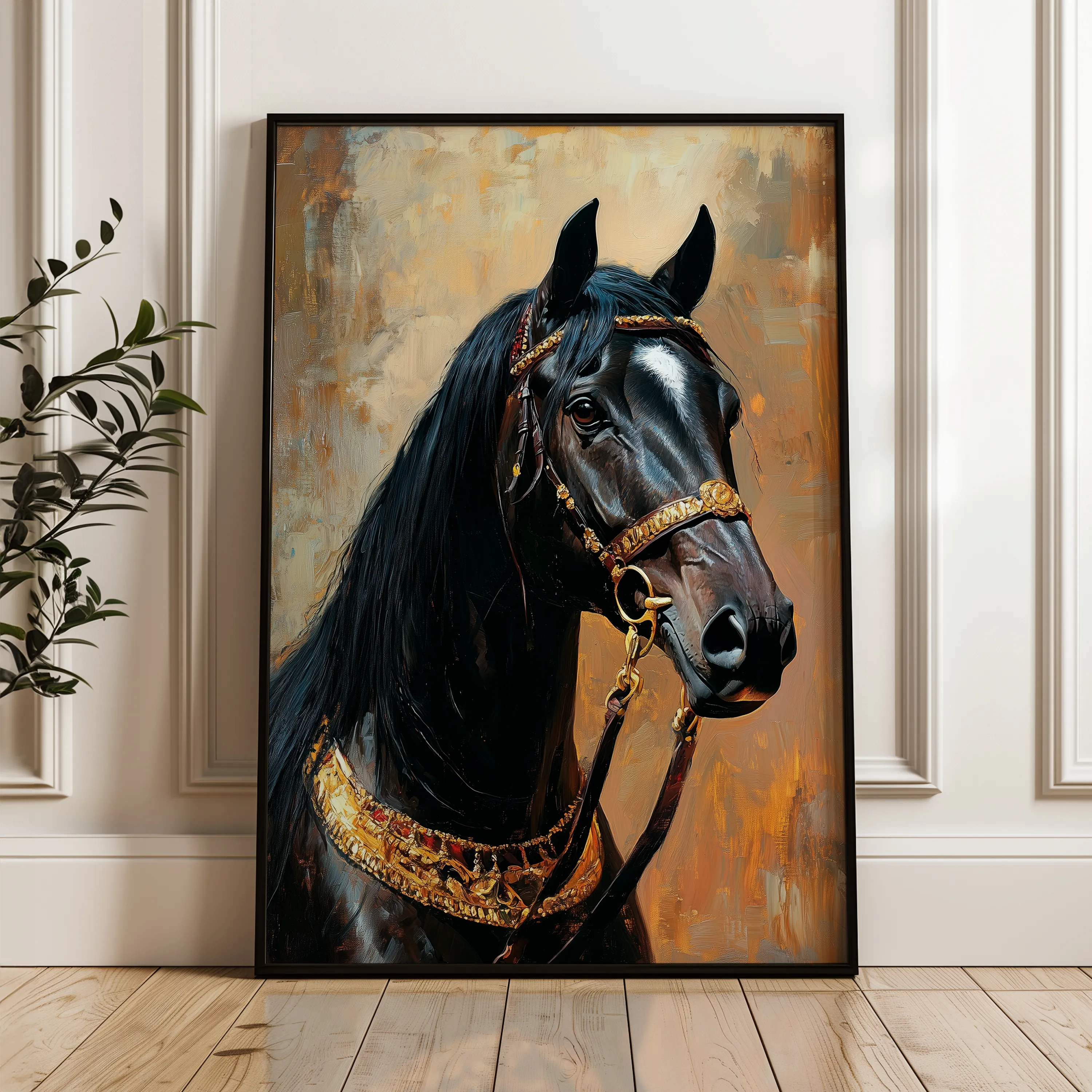 Horses 138 Canvas Art 18" x 24" / 45 x 60 cm / Black