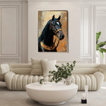 Horses 138 Canvas Art 18" x 24" / 45 x 60 cm / Black