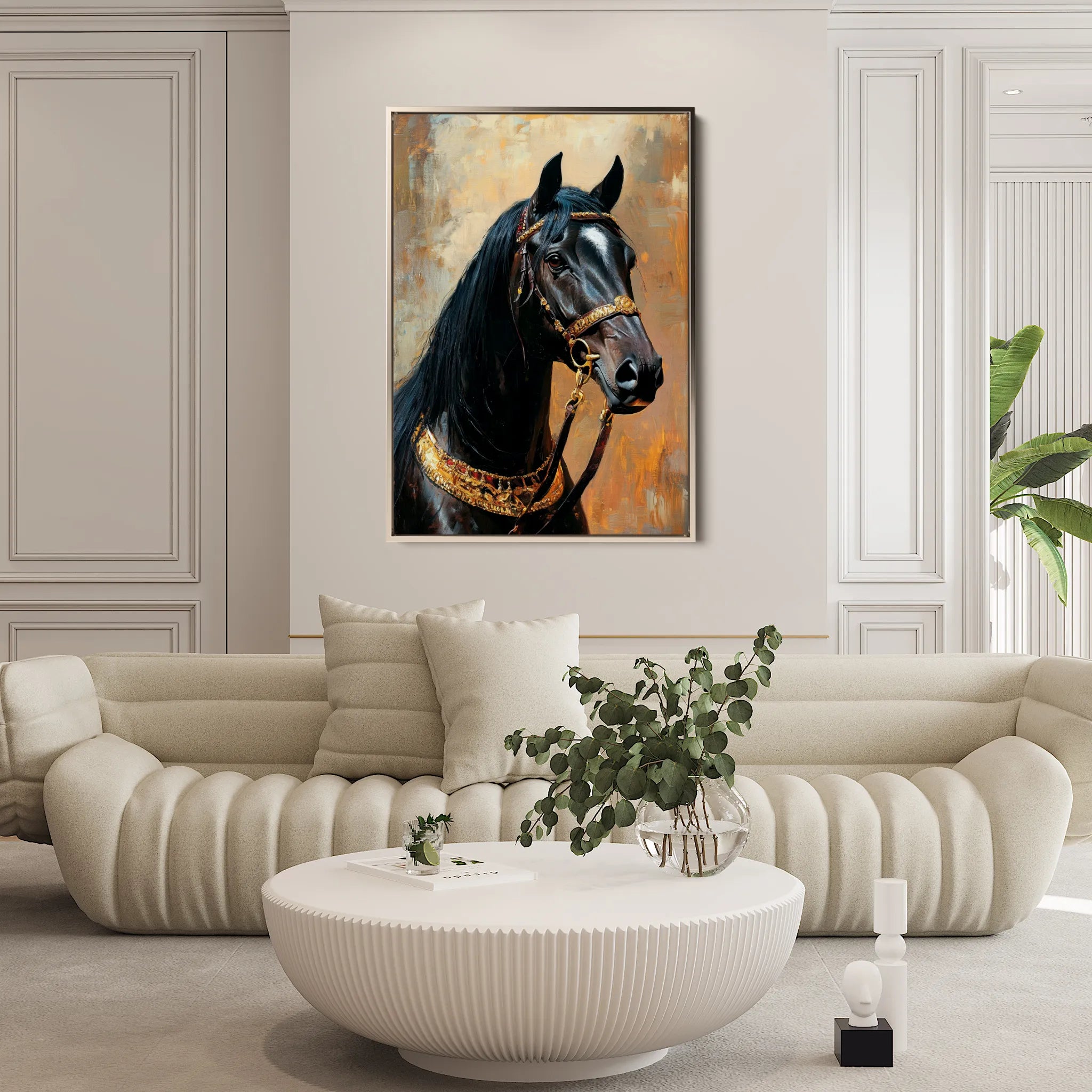 Horses 138 Canvas Art 18" x 24" / 45 x 60 cm / Black