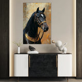 Horses 138 Canvas Art 18" x 24" / 45 x 60 cm / Black