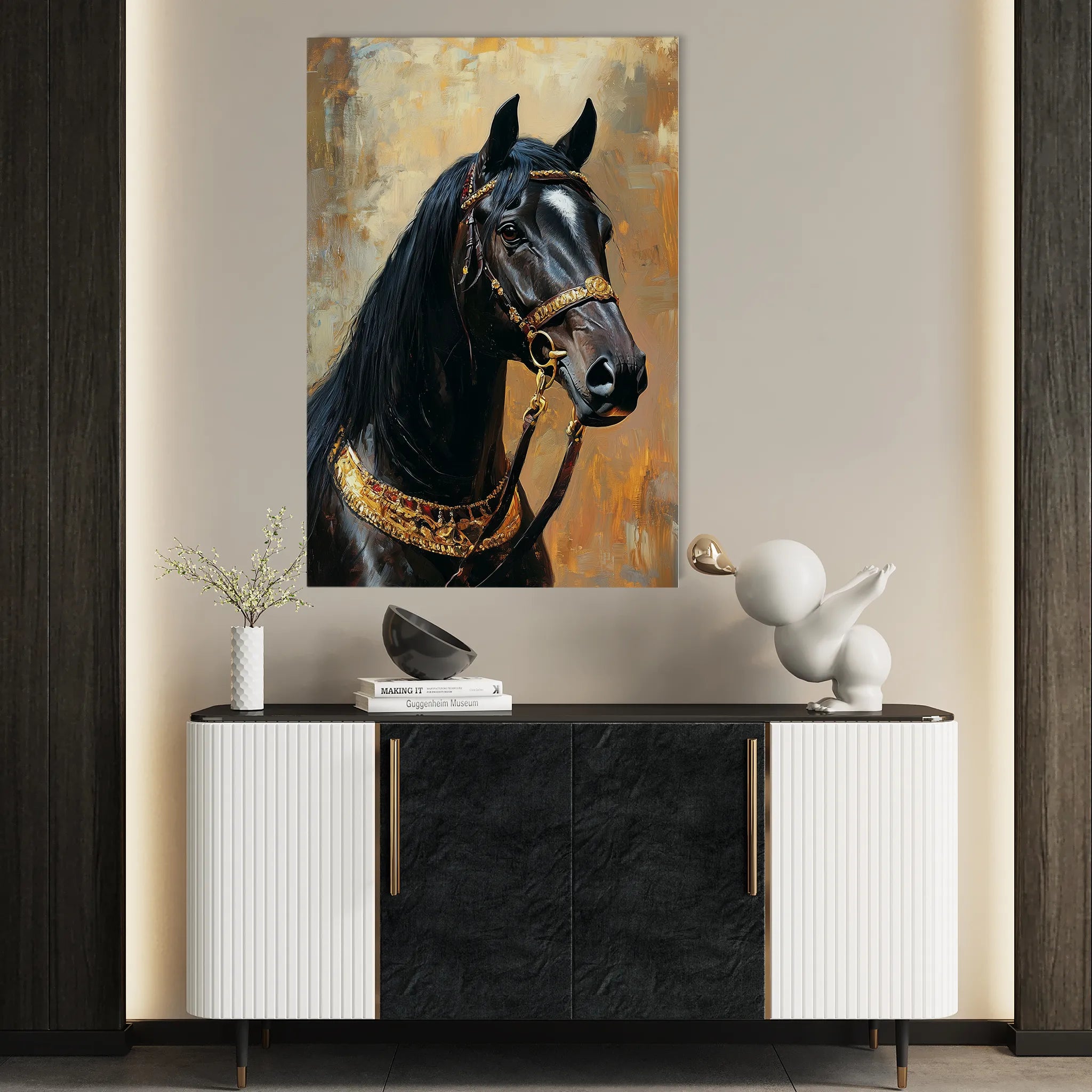Horses 138 Canvas Art 18" x 24" / 45 x 60 cm / Black