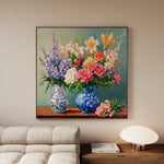 Floral 1380 Canvas Art 16" x 16" / 40 x 40 cm / Black