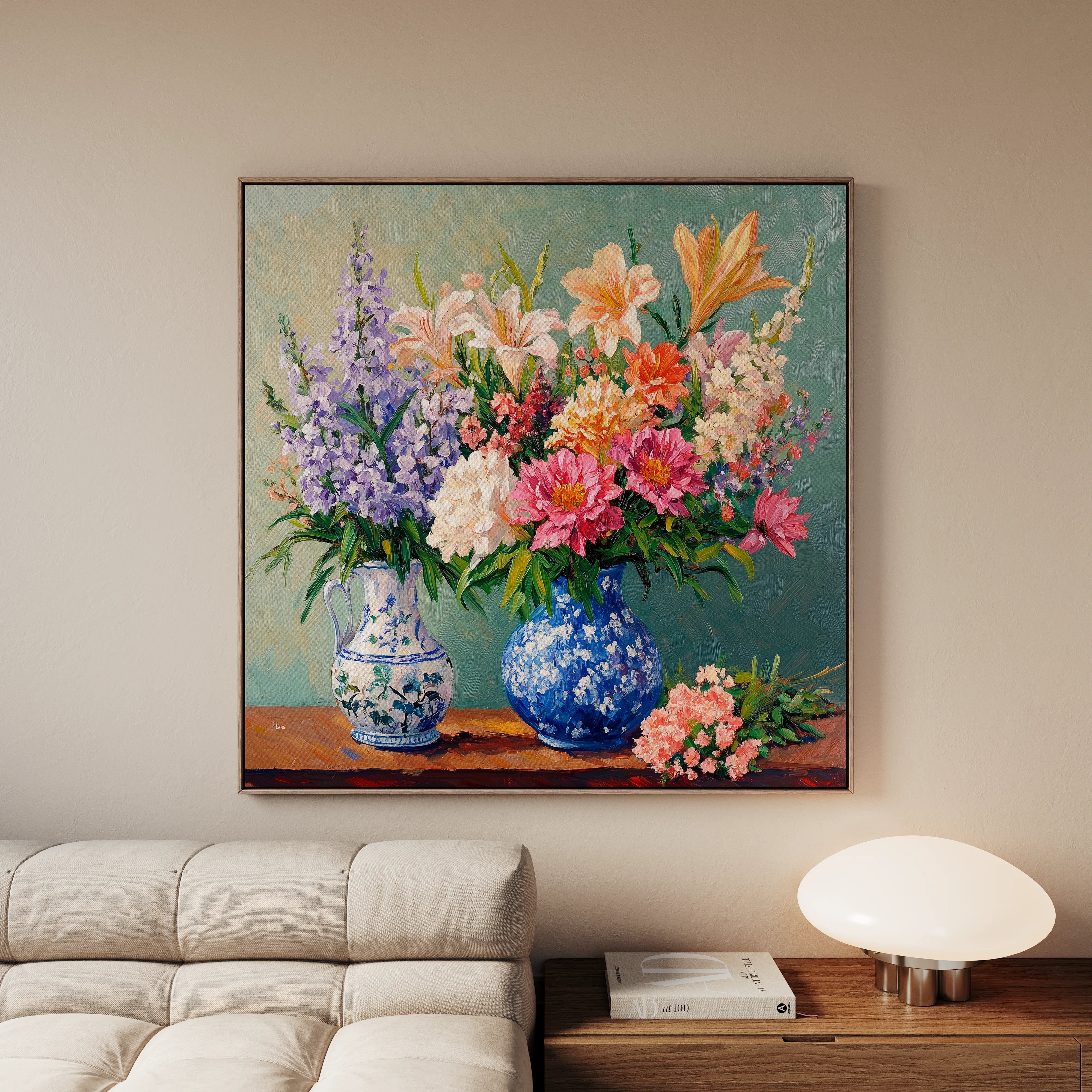 Floral 1380 Canvas Art 16" x 16" / 40 x 40 cm / Black