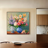 Floral 1380 Canvas Art 16" x 16" / 40 x 40 cm / Black