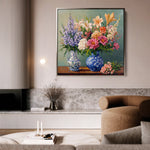 Floral 1380 Canvas Art 16" x 16" / 40 x 40 cm / Black