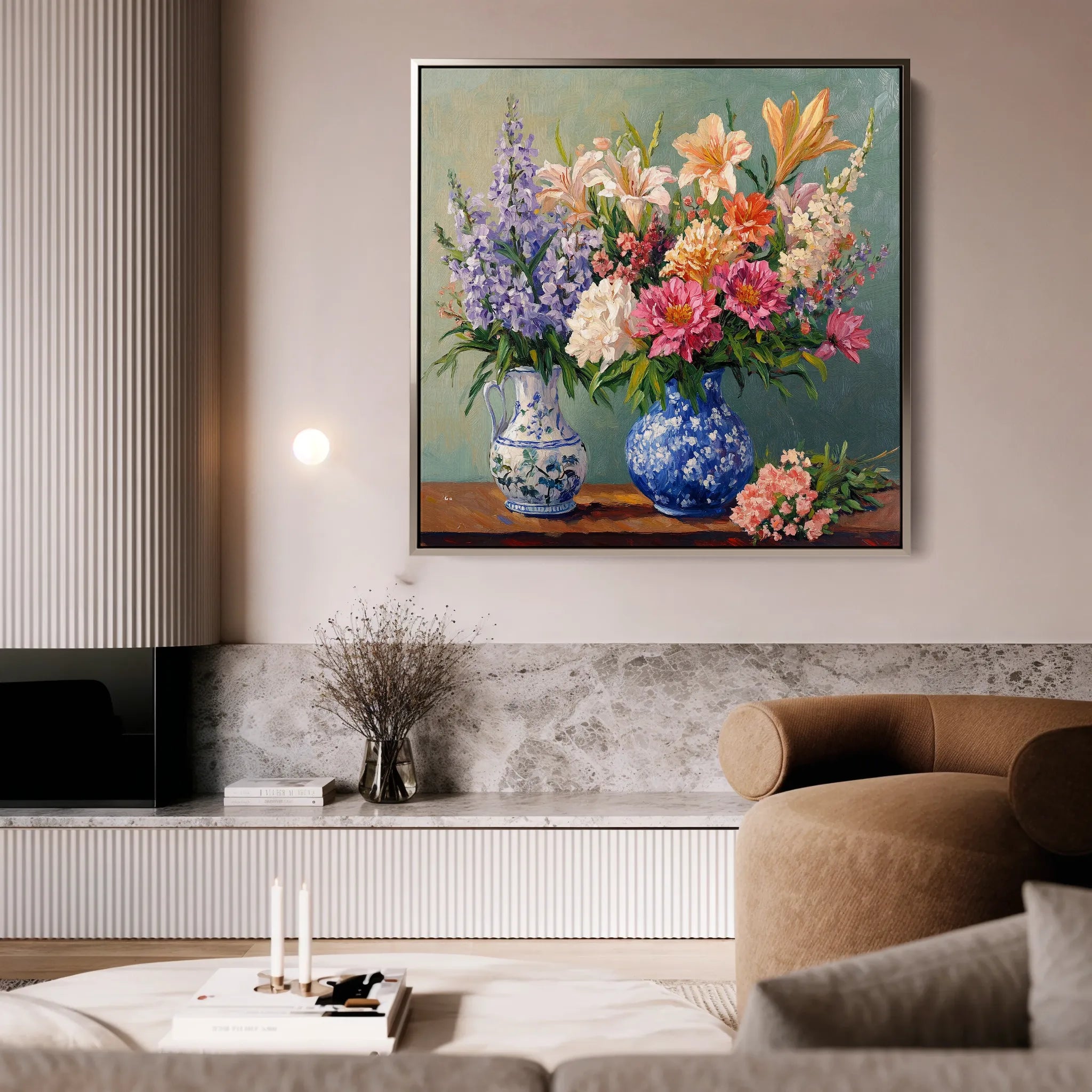 Floral 1380 Canvas Art 16" x 16" / 40 x 40 cm / Black