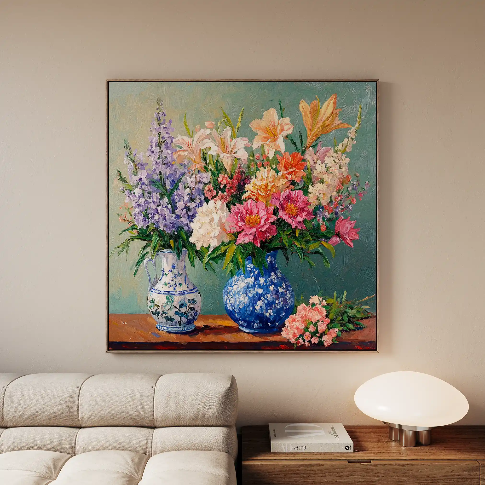 Floral 1380 Canvas Art 60 x 60 cm / Black