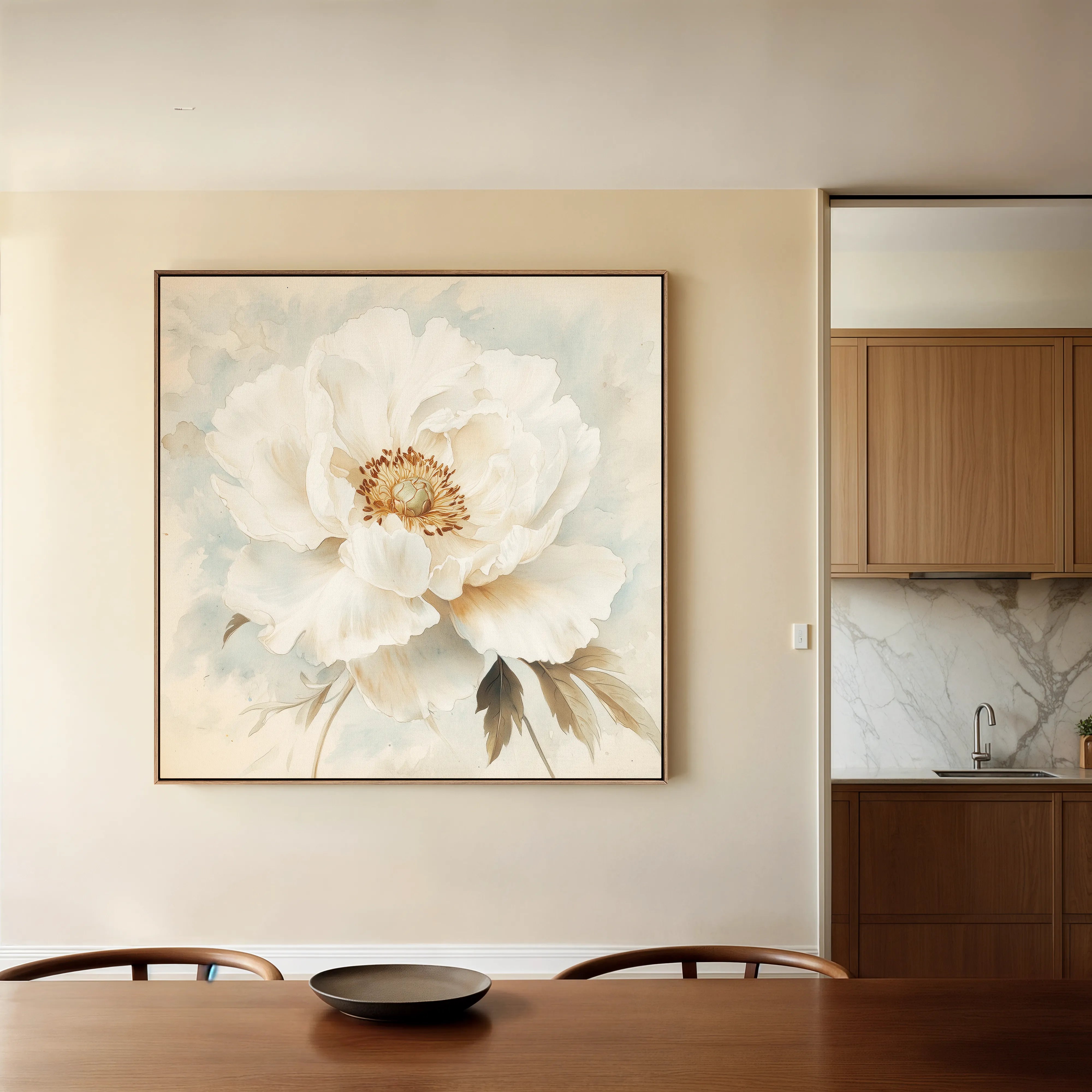 Floral 1381 Canvas Art 16" x 16" / 40 x 40 cm / Black